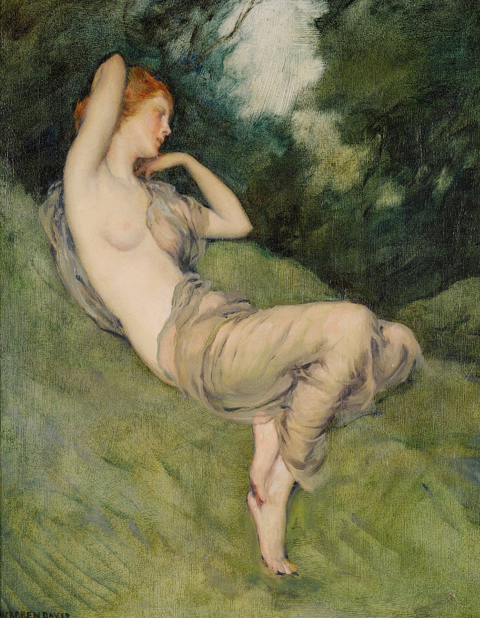 Decorative "Nymph of the Glen" by Warren B. Davis Poster | High - Quality Print | Repositionable Adhesive - Pasquín