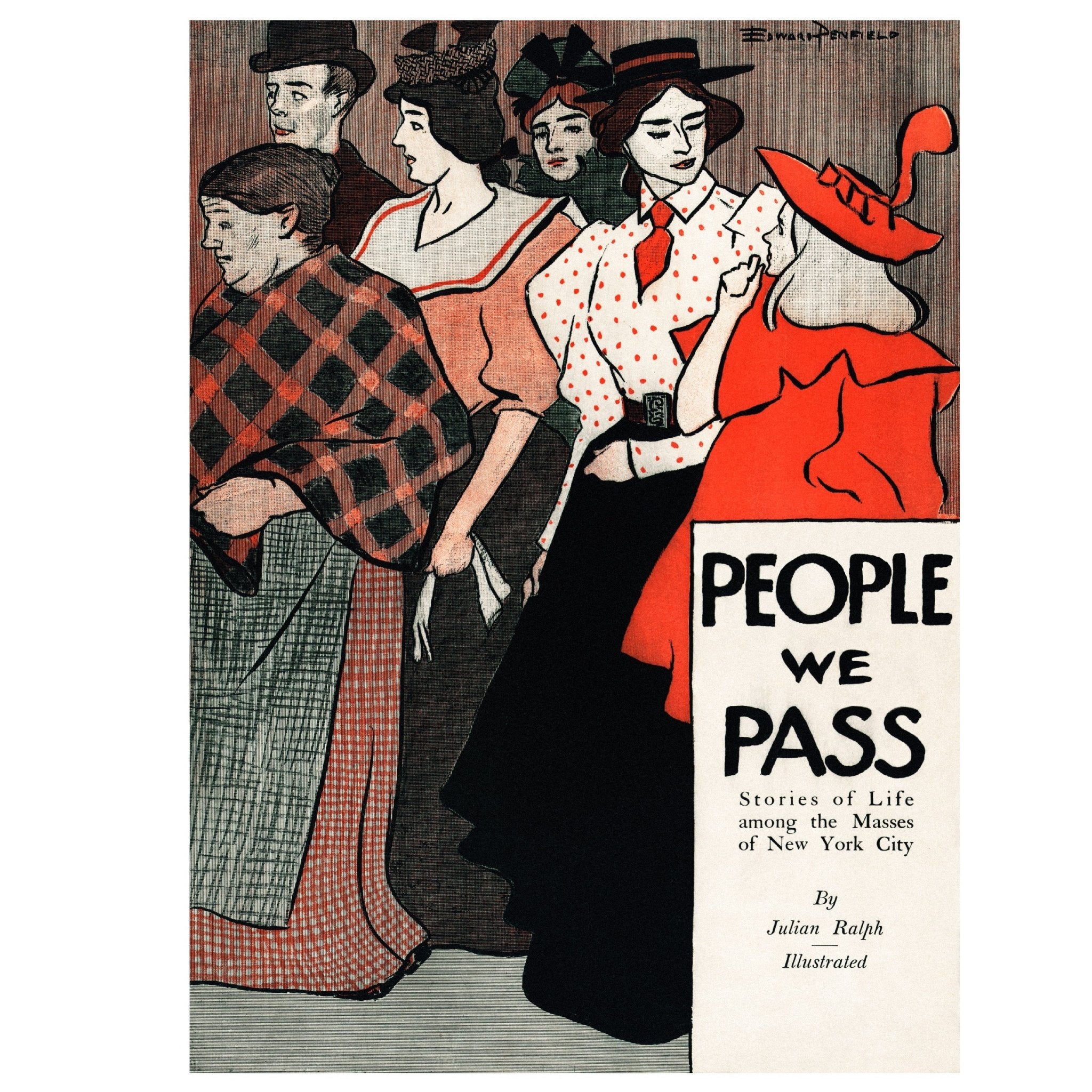 Decorative "People We Pass (1896)" by Edward Penfield | High - Quality Print | Repositionable Adhesive - Pasquín