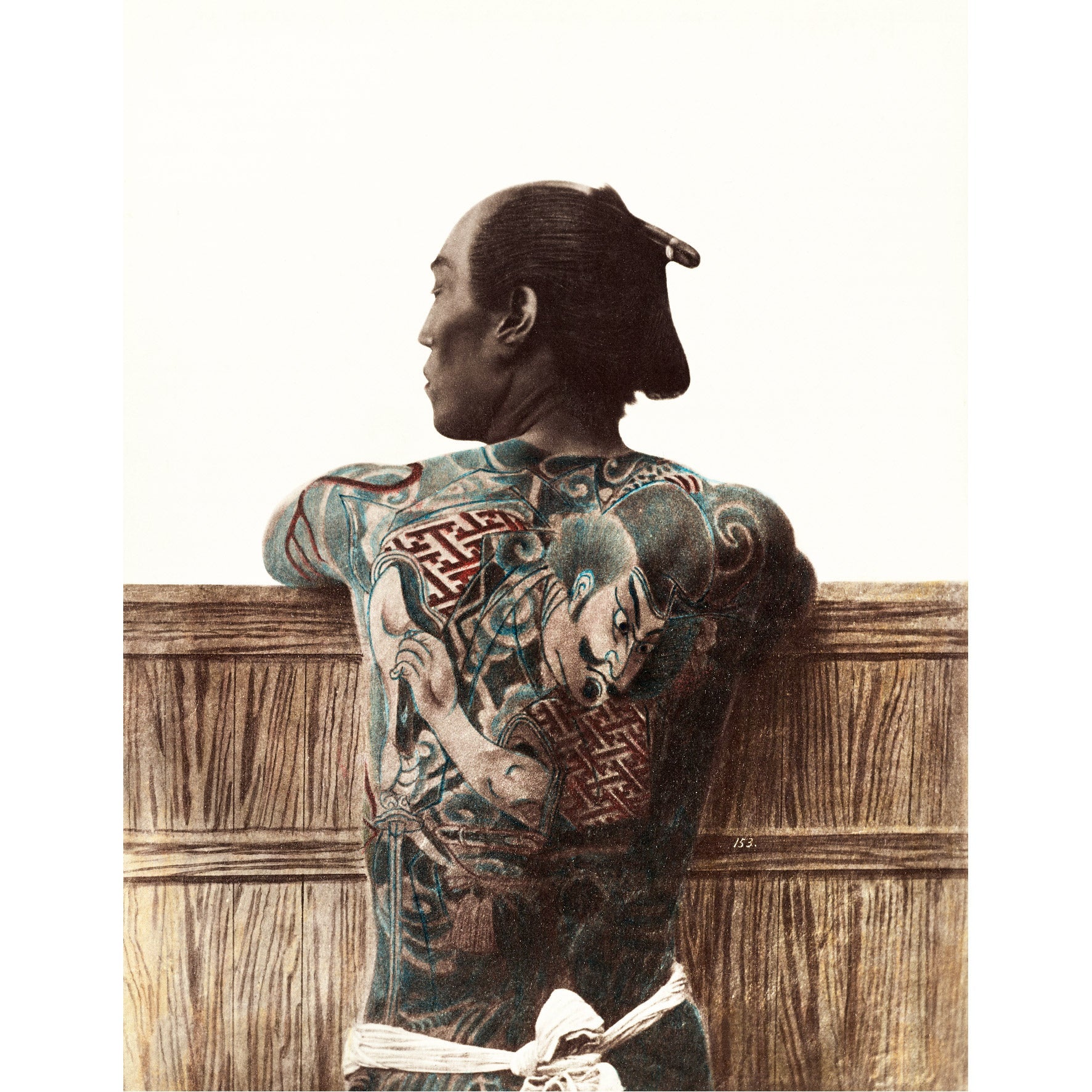 Decorative "Photography of a Tattooed Japanese Man" Poster | High - Quality Print | Repositionable Adhesive - Pasquín