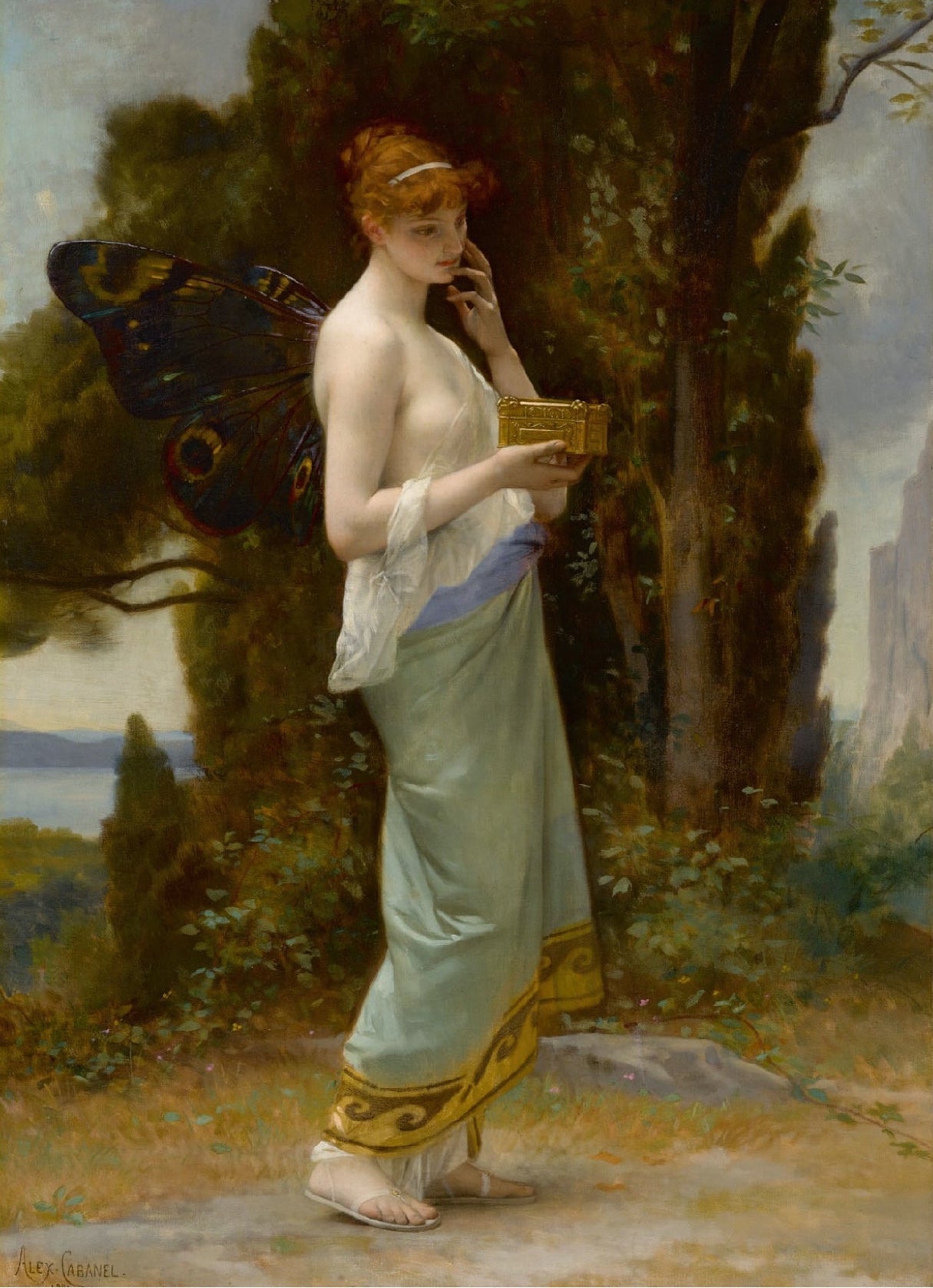 Decorative "Psyché" by Alexandre Cabanel Poster | High - Quality Print | Repositionable Adhesive - Pasquín Store