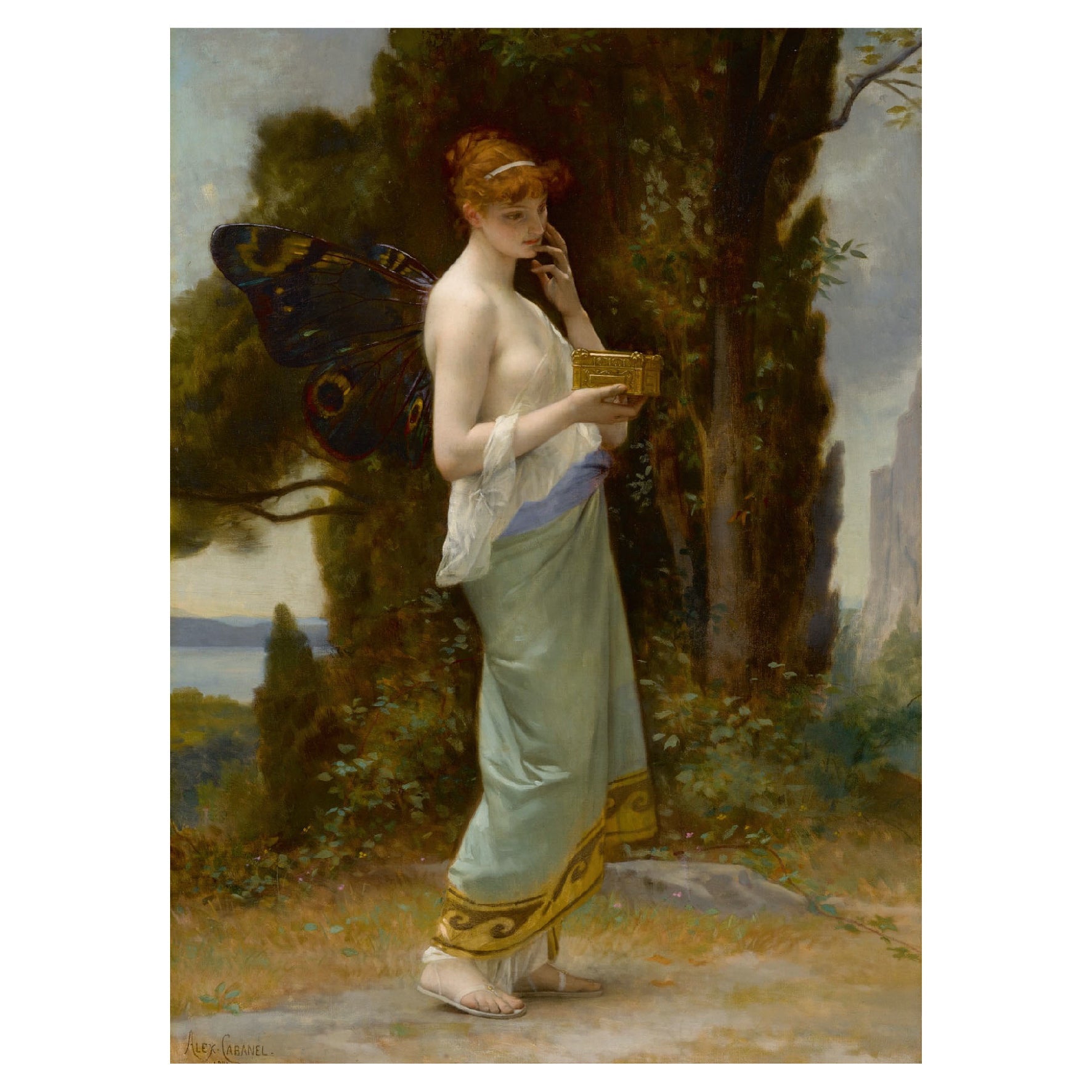 Decorative "Psyché" by Alexandre Cabanel Poster | High - Quality Print | Repositionable Adhesive - Pasquín Store