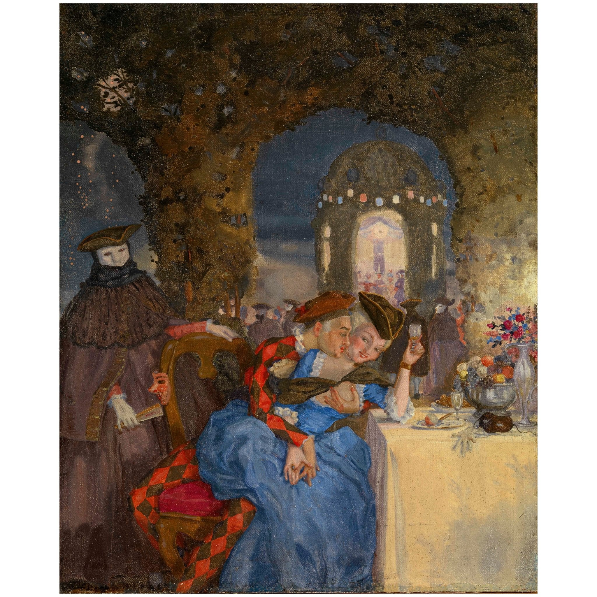 Decorative "Rendezvous (1918)" by Konstantin Andreevich Somov | High - Quality Print | Repositionable Adhesive - Pasquín