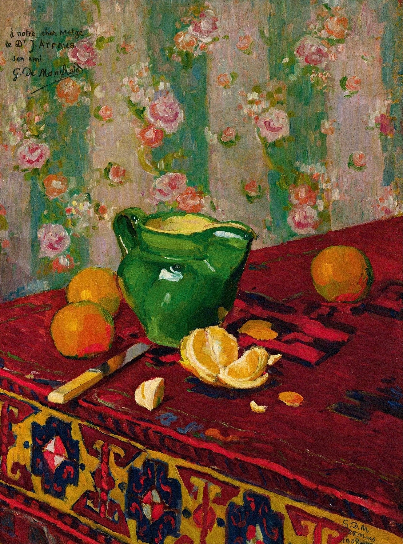 Decorative "Still Life with Oranges" by Georges Daniel de Monfreid Poster | High - Quality Print | Repositionable Adhesive - Pasquín