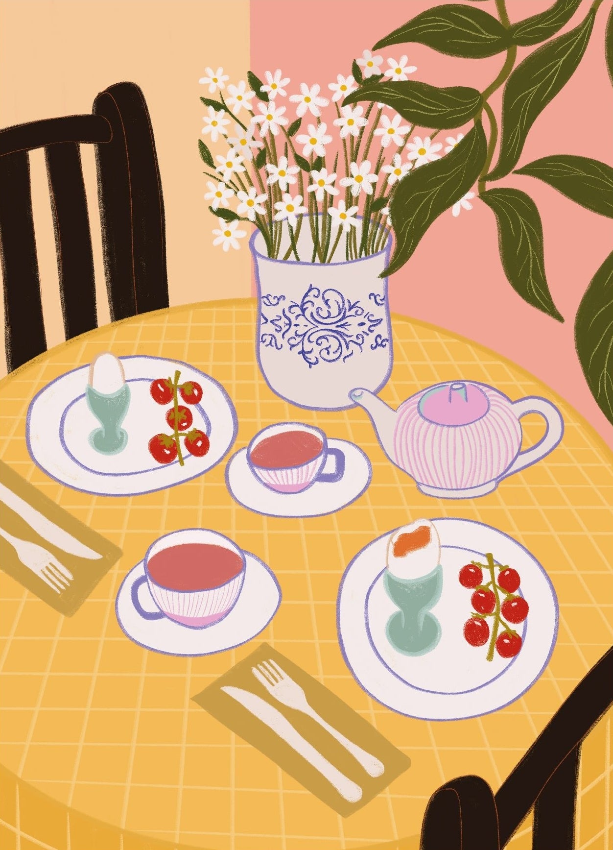 Decorative "Tea Time" Poster | High - Quality Print | Repositionable Adhesive - Pasquín