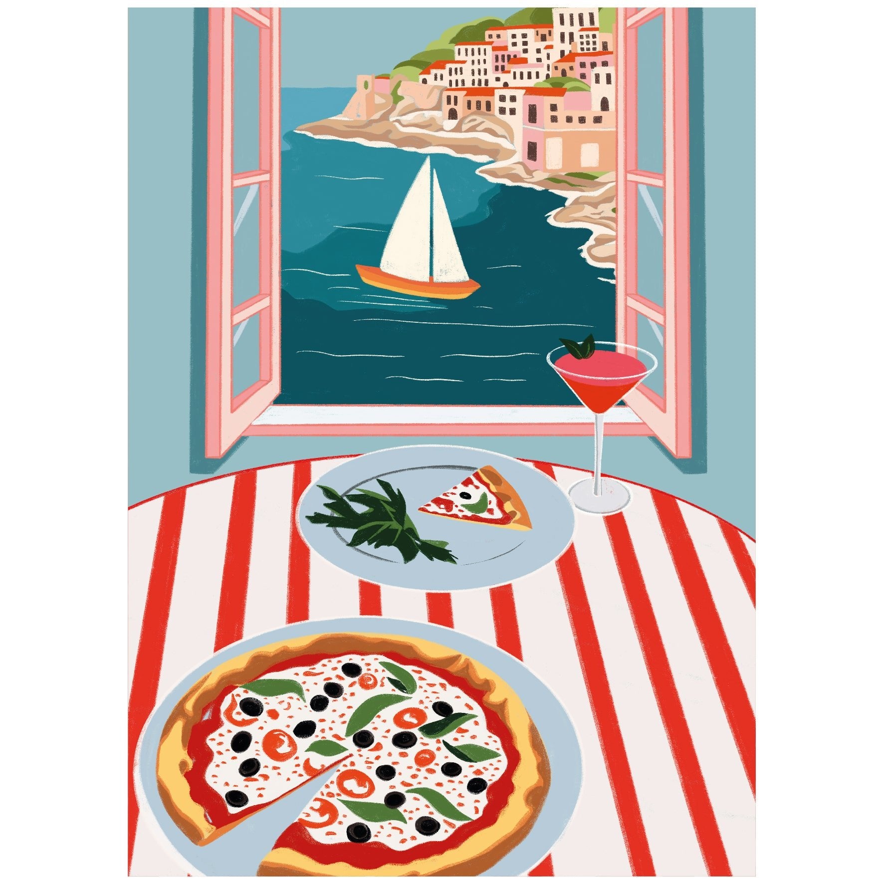 Decorative "Toast with an Ocean View" Poster | High - Quality Print | Repositionable Adhesive - Pasquín