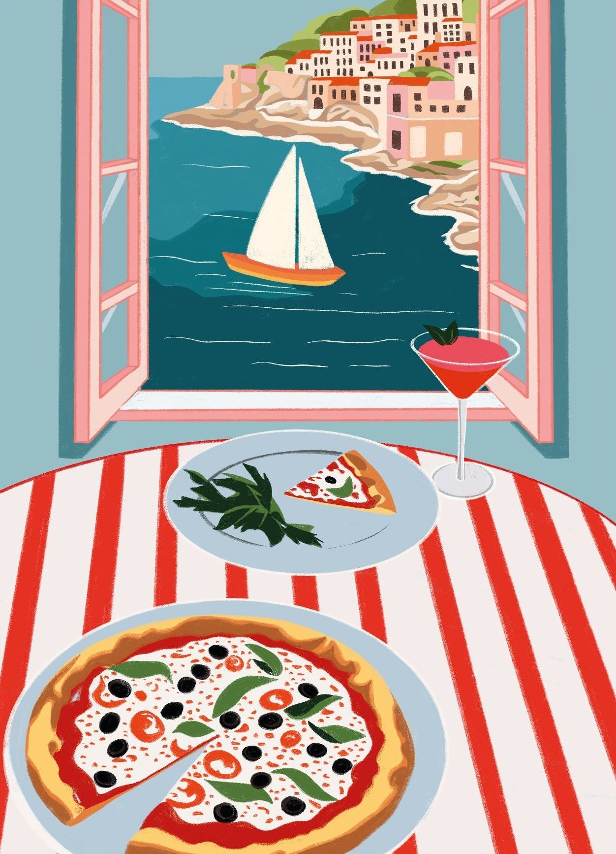 Decorative "Toast with an Ocean View" Poster | High - Quality Print | Repositionable Adhesive - Pasquín