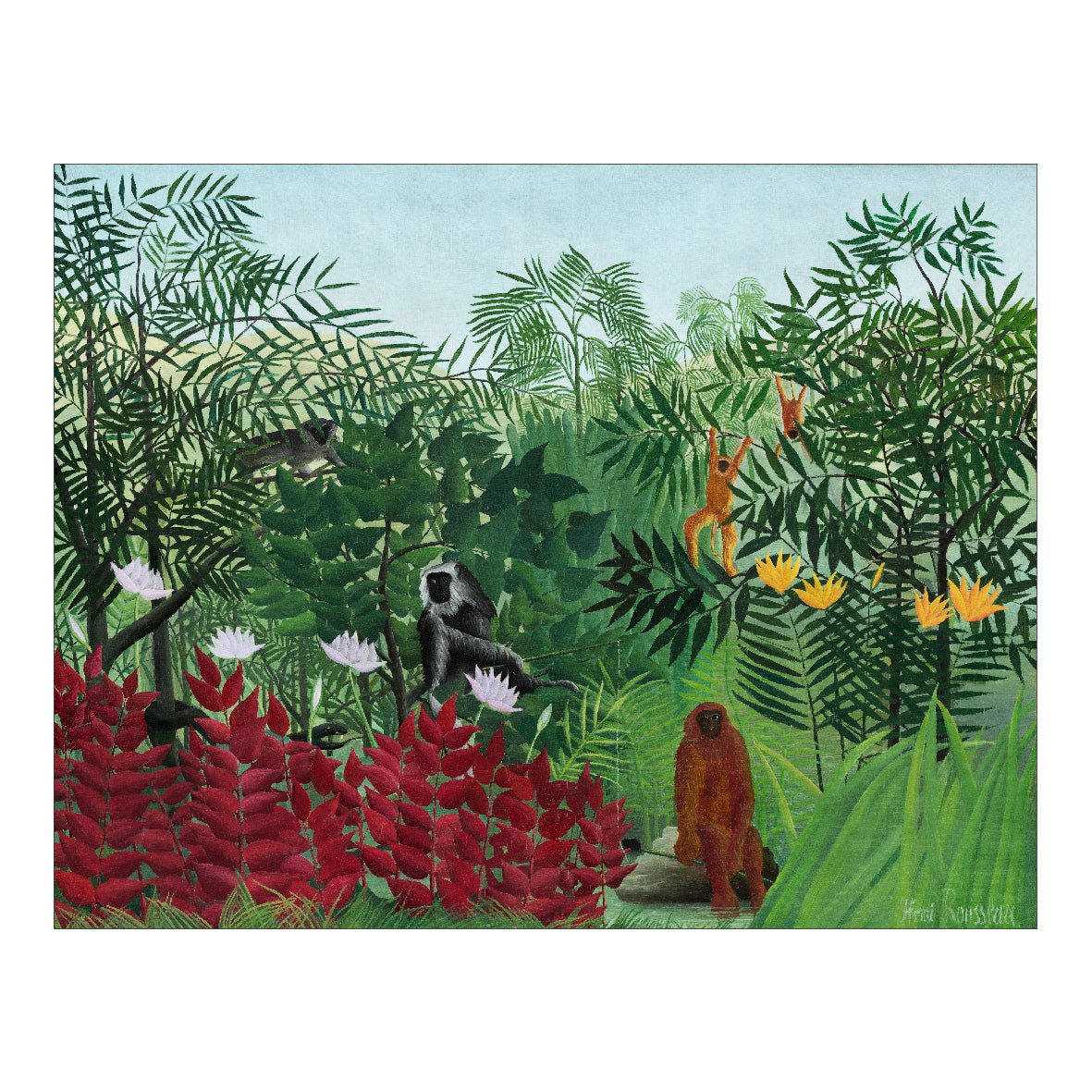 Decorative "Tropical Forest with Monkeys (1910)" by Henri Rousseau Poster | High - Quality Print | Repositionable Adhesive - Pasquín