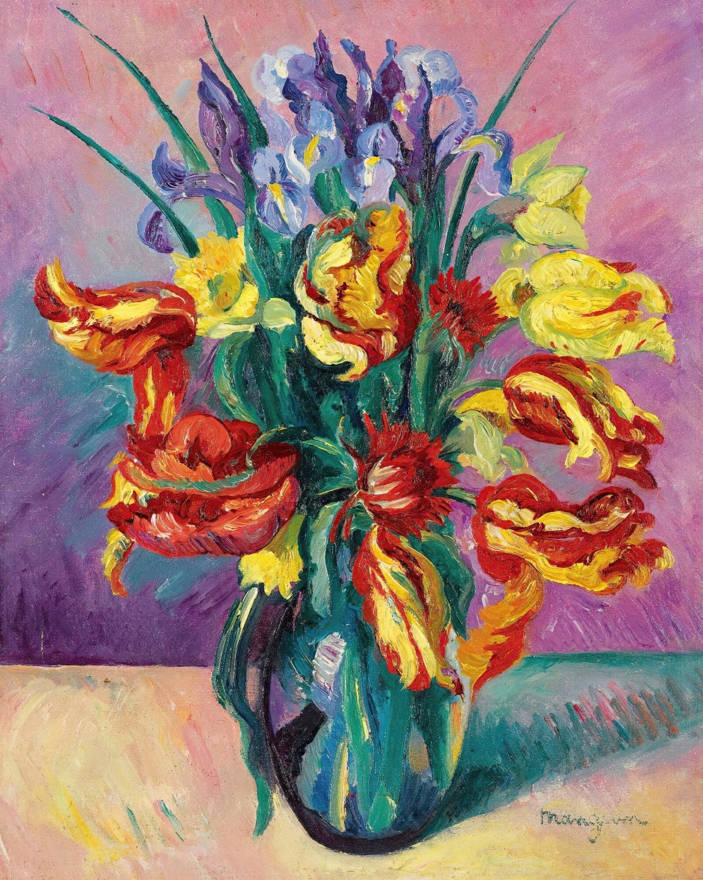 Decorative "Tulipes Perroquet (1916)" by Henri Manguin Poster | High - Quality Print | Repositionable Adhesive - Pasquín