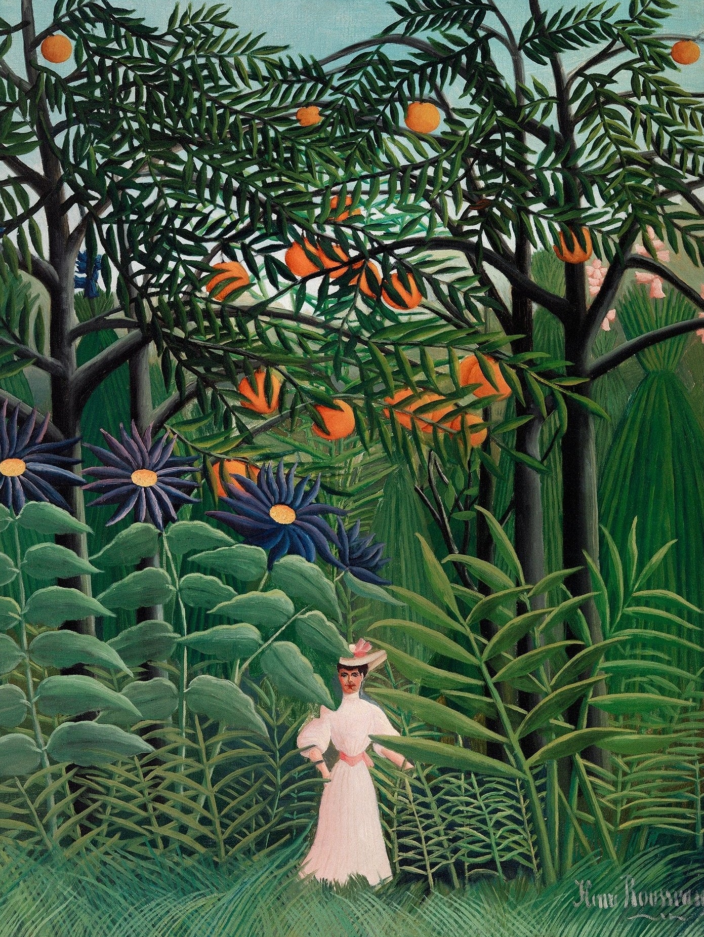 Decorative "Woman walking in a Exotic Forest (1905)" by Henri Rousseau Poster | High - Quality Print | Repositionable Adhesive - Pasquín