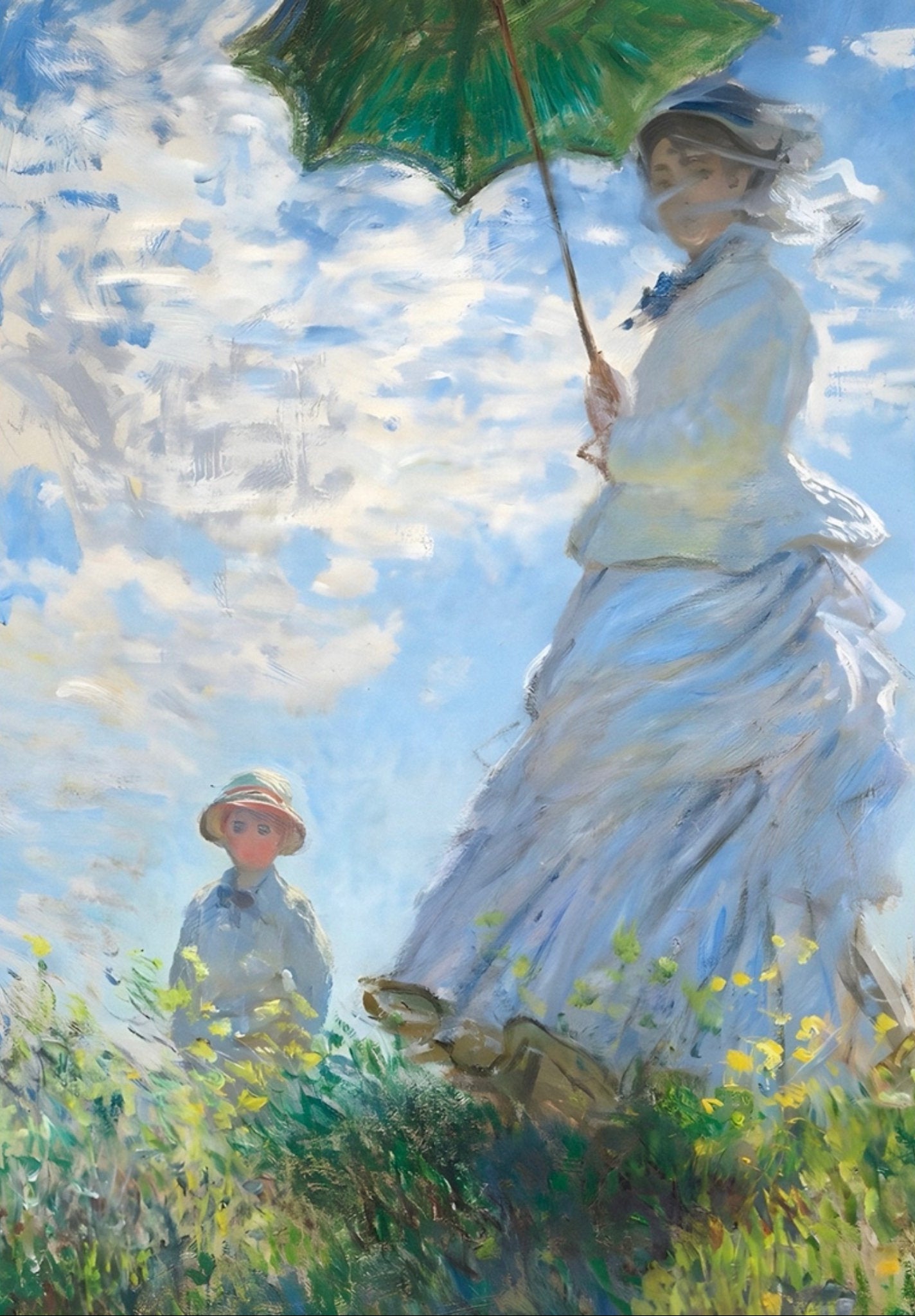 Decorative "Woman with a Parasol" by Claude Monet Poster | High - Quality Print | Repositionable Adhesive - Pasquín