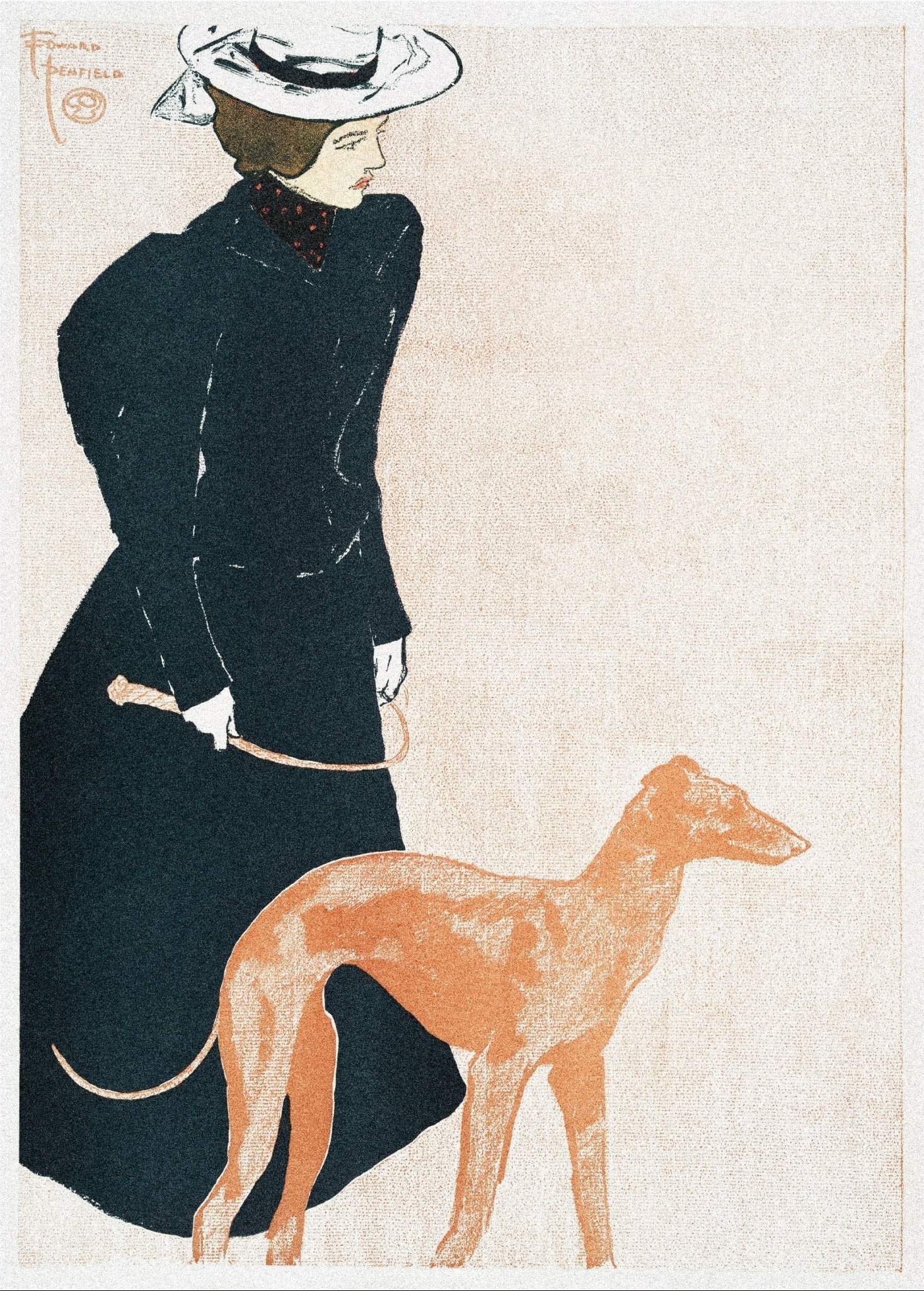 Decorative "Woman with Greyhound (1897)" by Edward Penfield Poster | High - Quality Print | Repositionable Adhesive - Pasquín