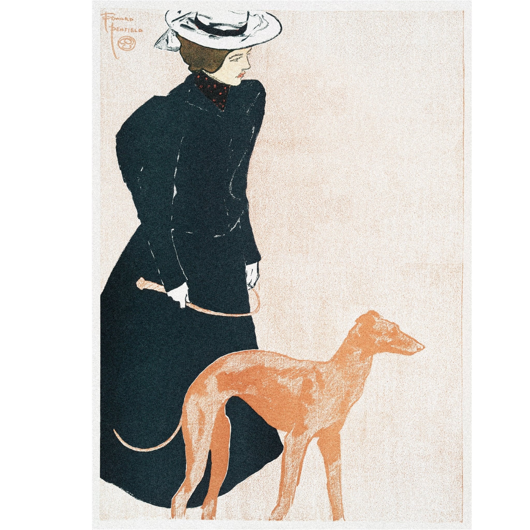 Decorative "Woman with Greyhound (1897)" by Edward Penfield Poster | High - Quality Print | Repositionable Adhesive - Pasquín