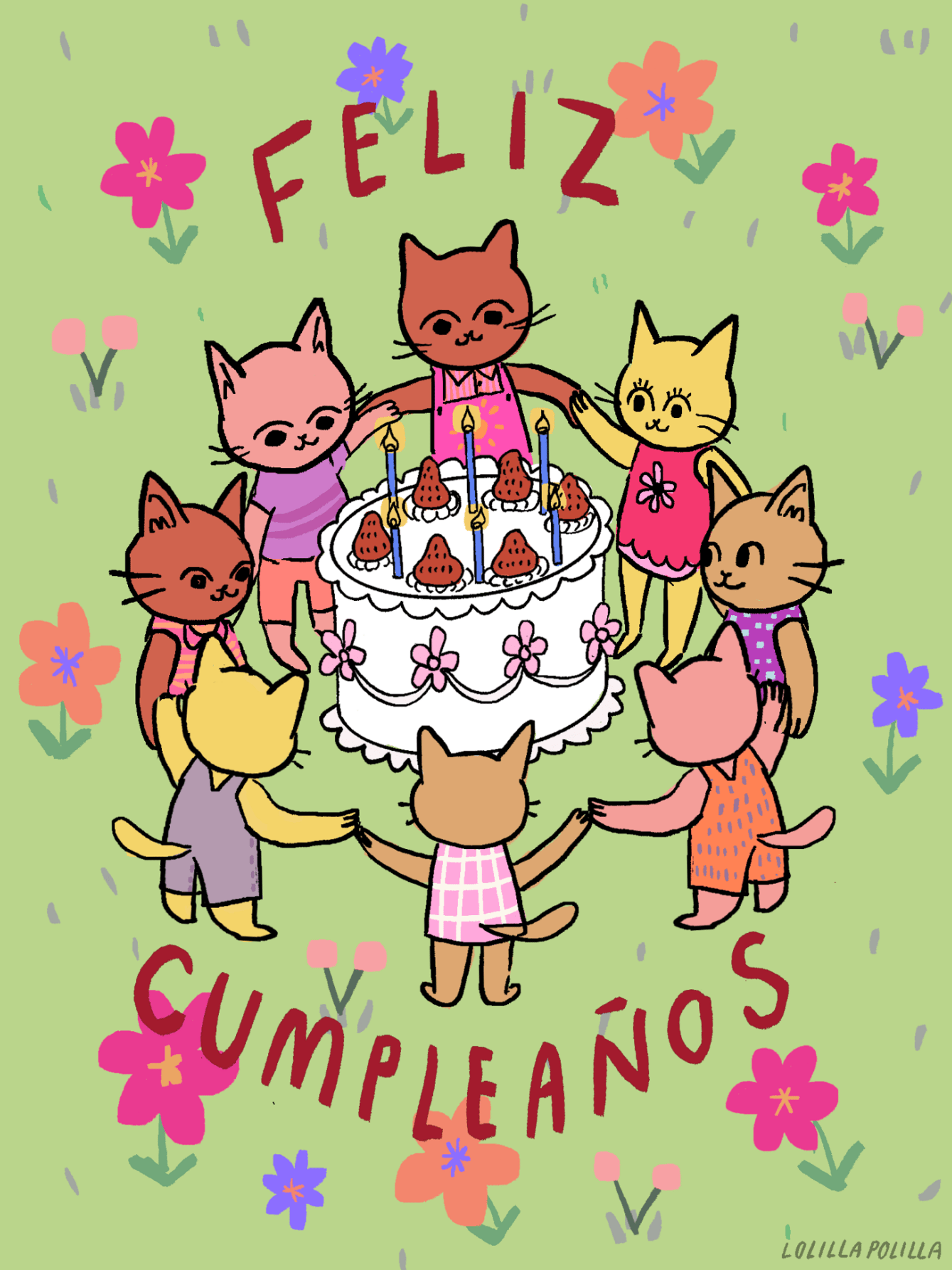 Eco - Friendly "Feliz Cumpleaños" by Lolillapolilla Mini Poster | High - Quality Print | Repositionable Adhesive - Pasquín Store