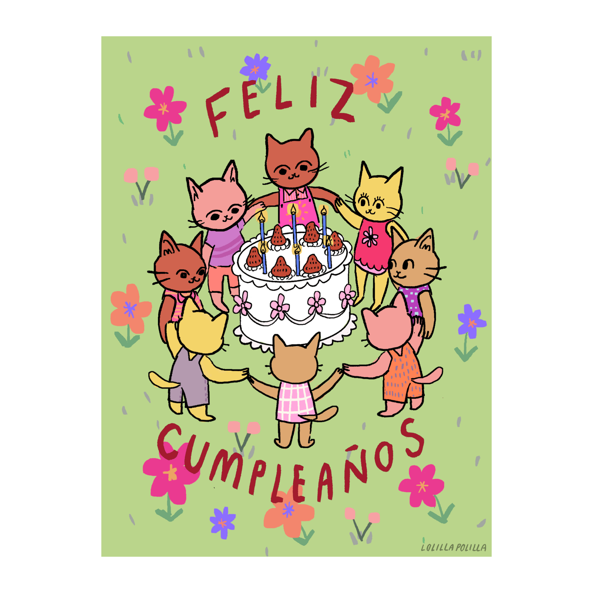 Eco - Friendly "Feliz Cumpleaños" by Lolillapolilla Mini Poster | High - Quality Print | Repositionable Adhesive - Pasquín Store