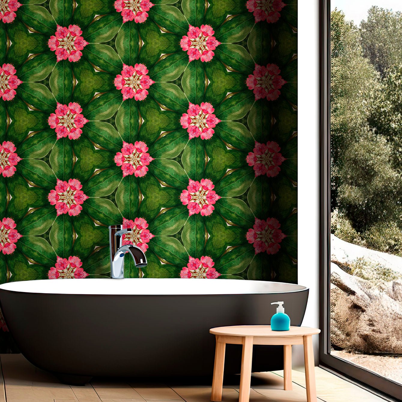 Floral Peel - and - Stick Tiles | Self - Adhesive Pink and Green Design | Limited Edition - Pasquín Store