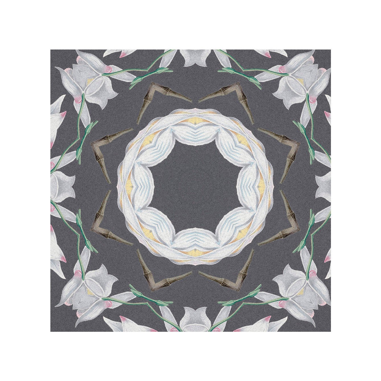 Floral Peel - and - Stick Tiles | Self - Adhesive Vintage Gray Design | Limited Edition - Pasquín Store