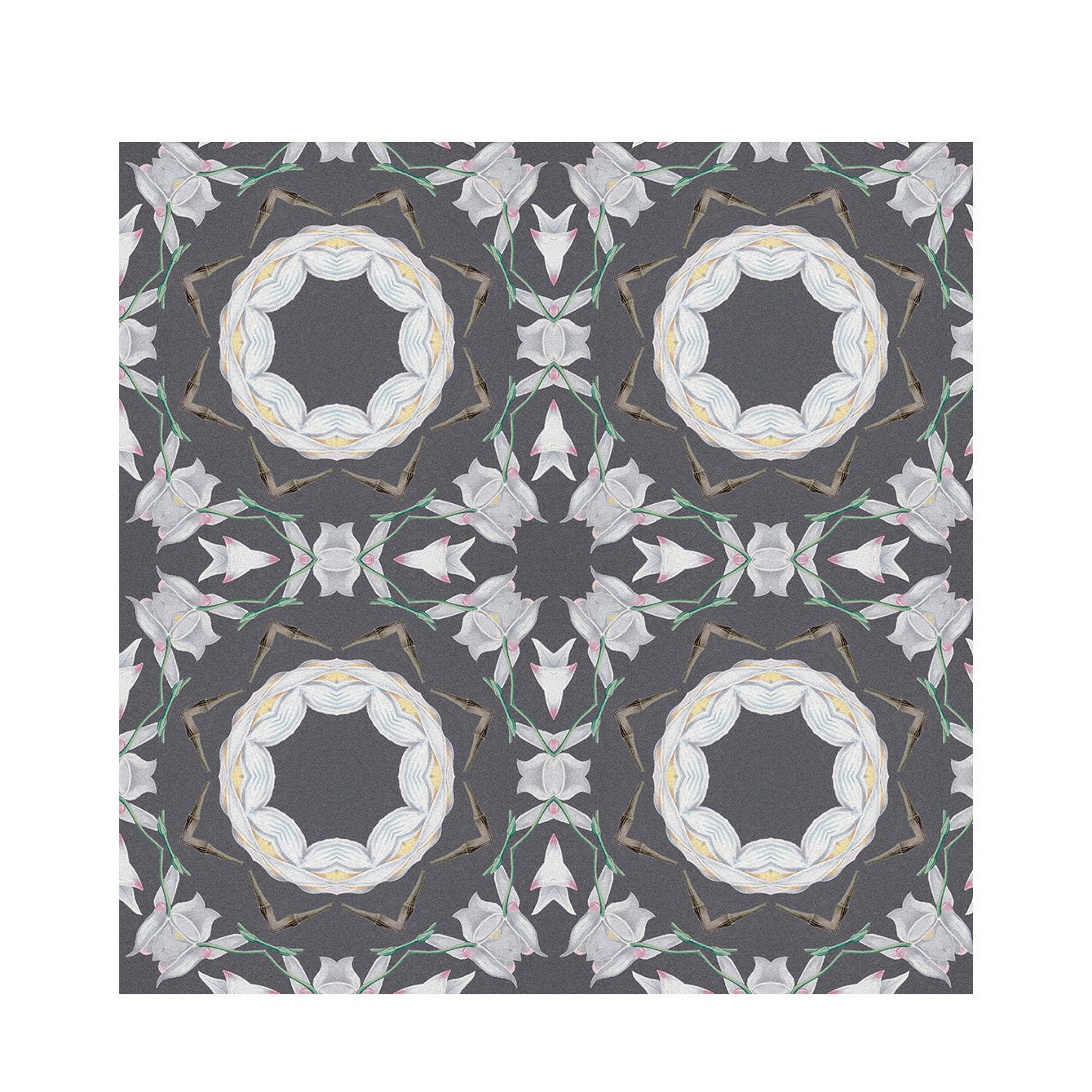 Floral Peel - and - Stick Tiles | Self - Adhesive Vintage Gray Design | Limited Edition - Pasquín Store