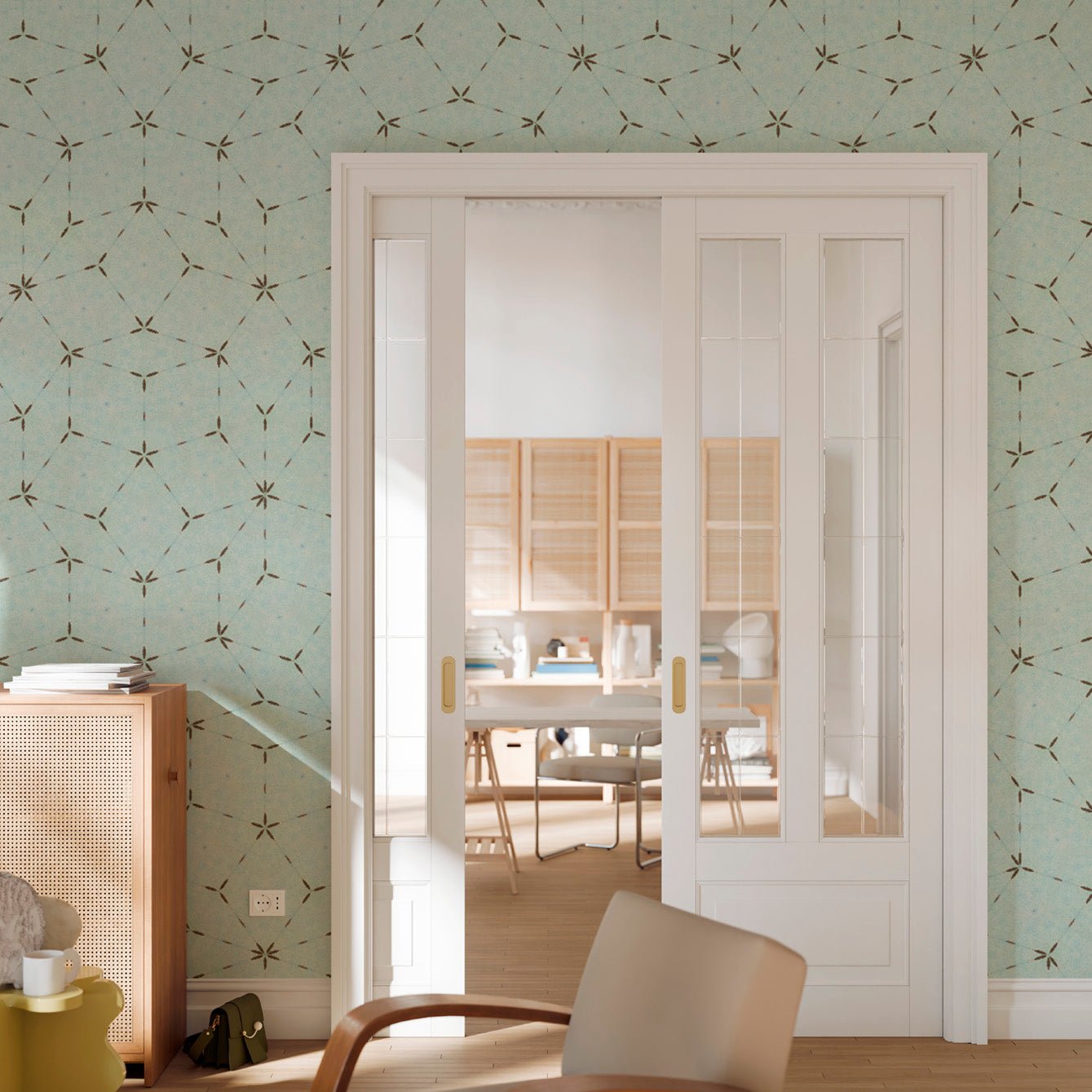 Geometry and Vanilla Wall Wallpaper - Easy Peel and Stick Installation - Pasquín Store