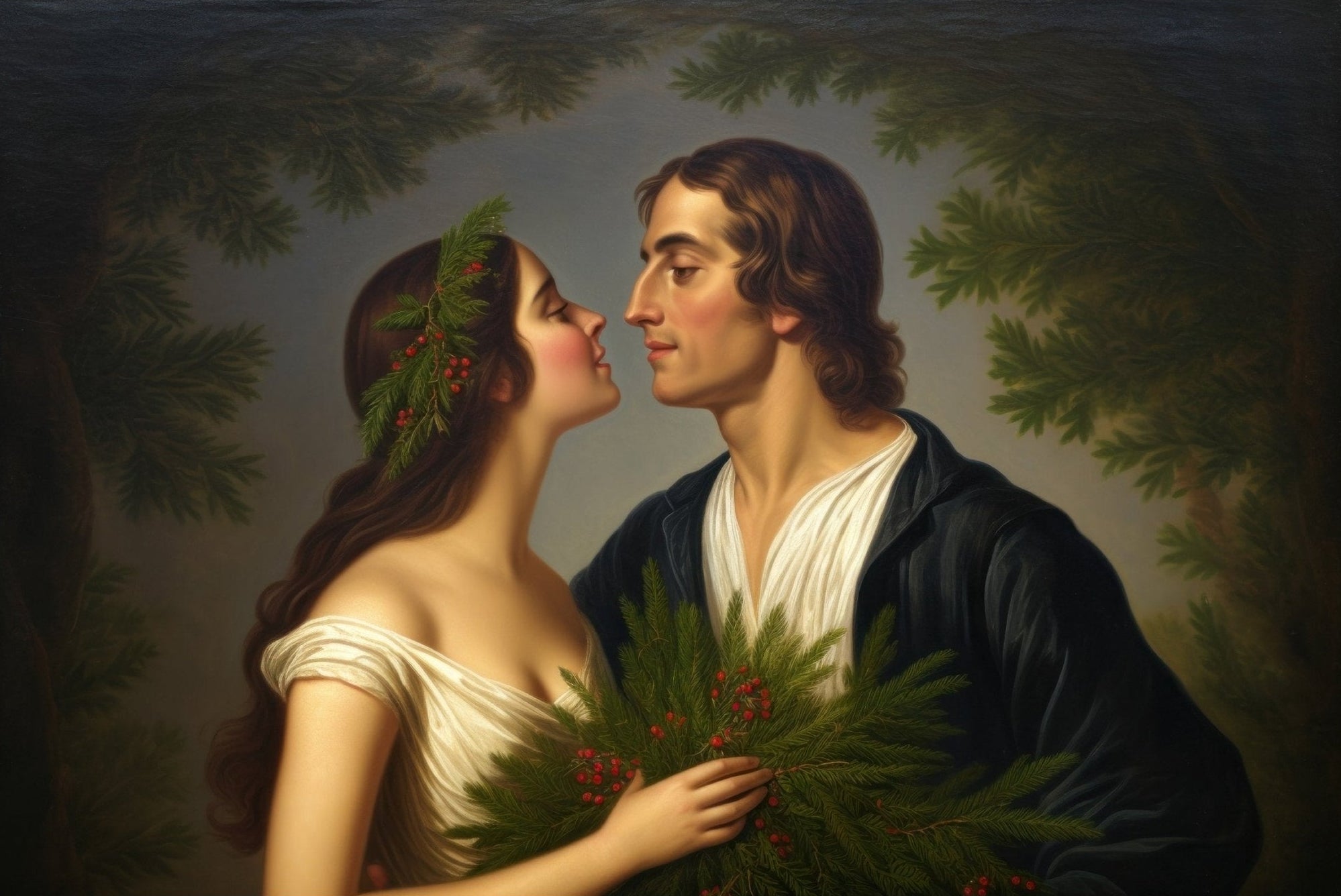 Handmade "A Christmas Mistletoe Wedding Portrait" Poster | High - Quality Print | Repositionable Adhesive - Pasquín Store