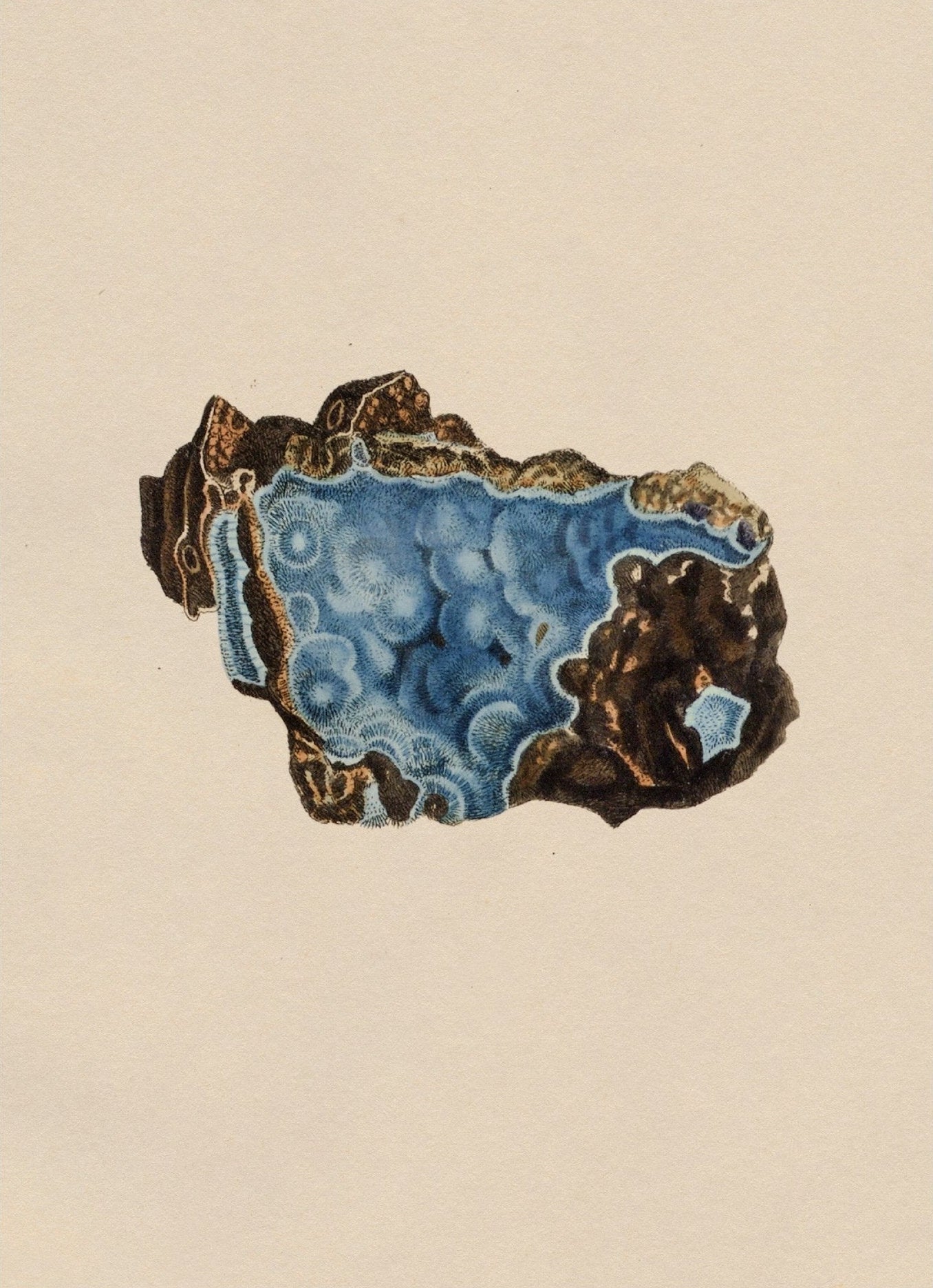 Handmade "Azurite Slice" Poster | High - Quality Print | Repositionable Adhesive - Pasquín Store