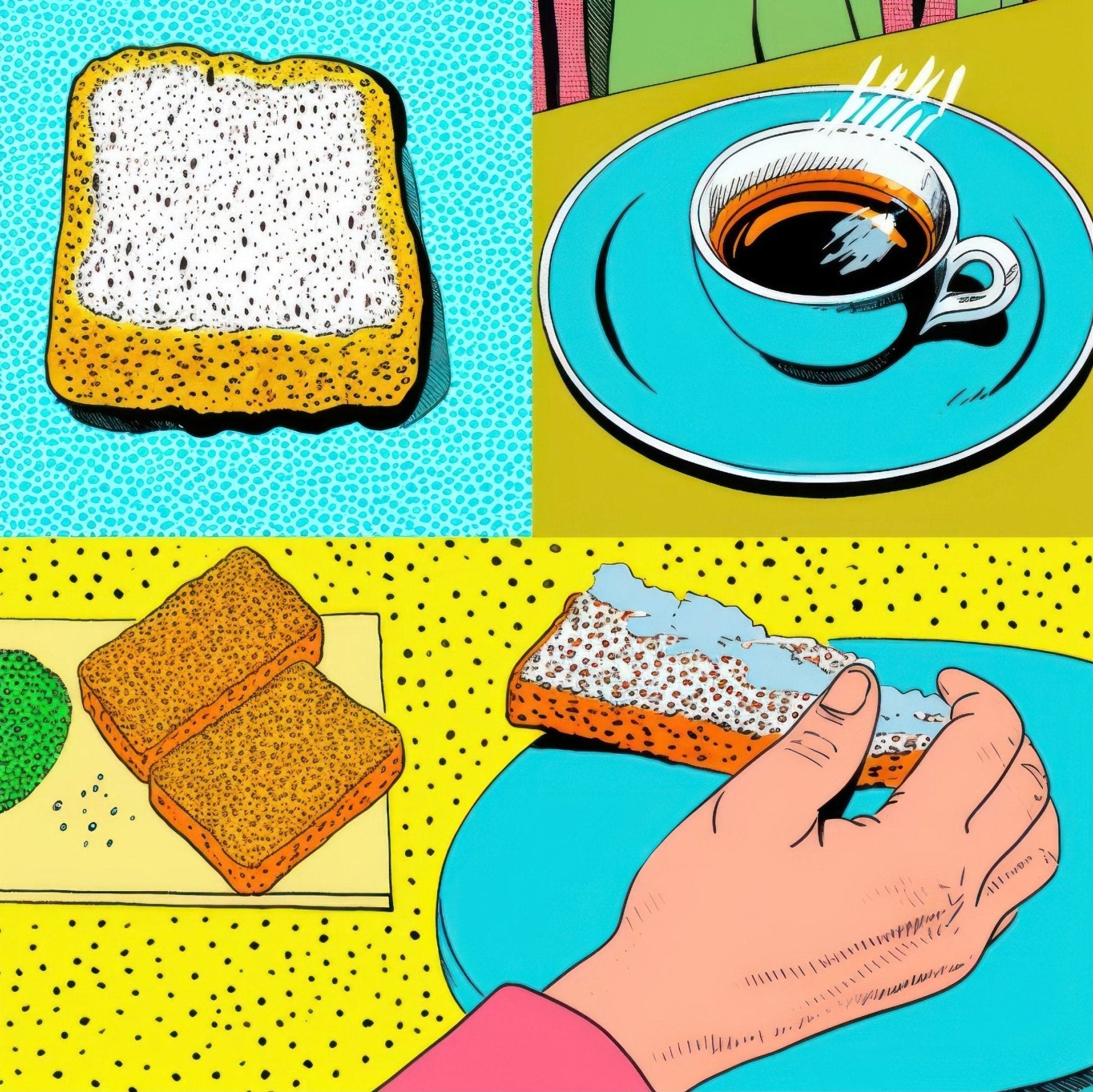 Handmade "Breakfast Bliss" Poster | High - Quality Print | Repositionable Adhesive - Pasquín Store