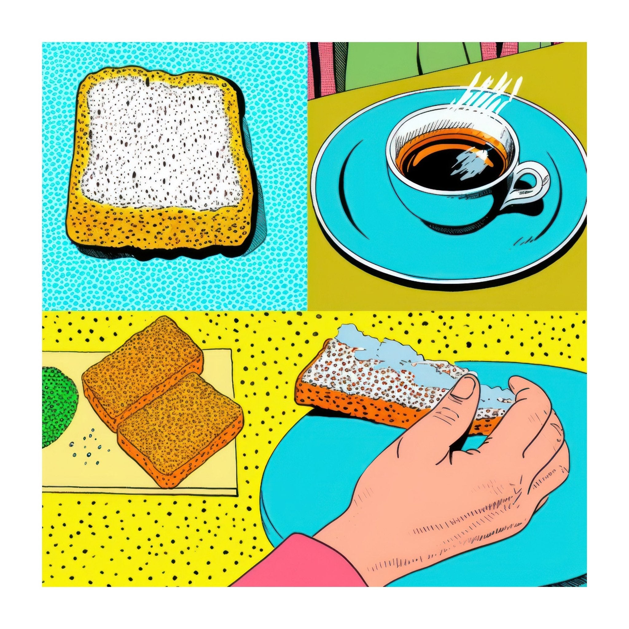 Handmade "Breakfast Bliss" Poster | High - Quality Print | Repositionable Adhesive - Pasquín Store