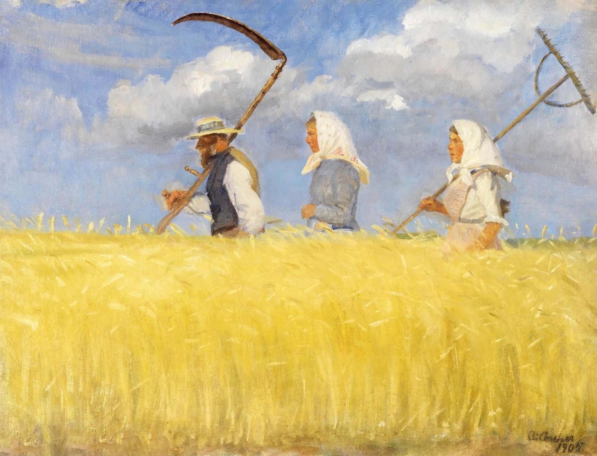 Handmade "Harvesters (1905)" by Anna Ancher Poster | High - Quality Print | Repositionable Adhesive - Pasquín Store