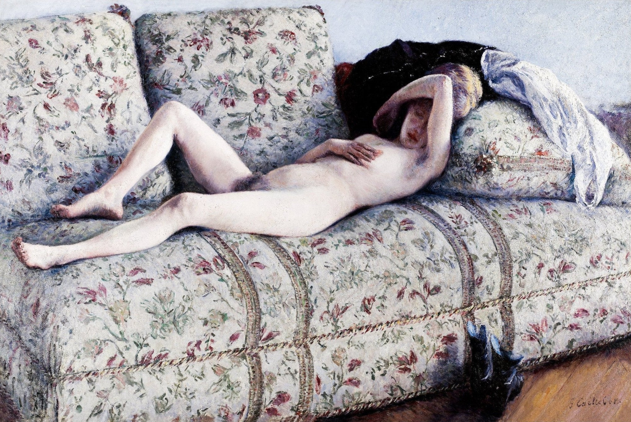 Handmade "Nude on a Couch (1880)" by Gustave Caillebotte Poster | High - Quality Print | Repositionable Adhesive - Pasquín Store
