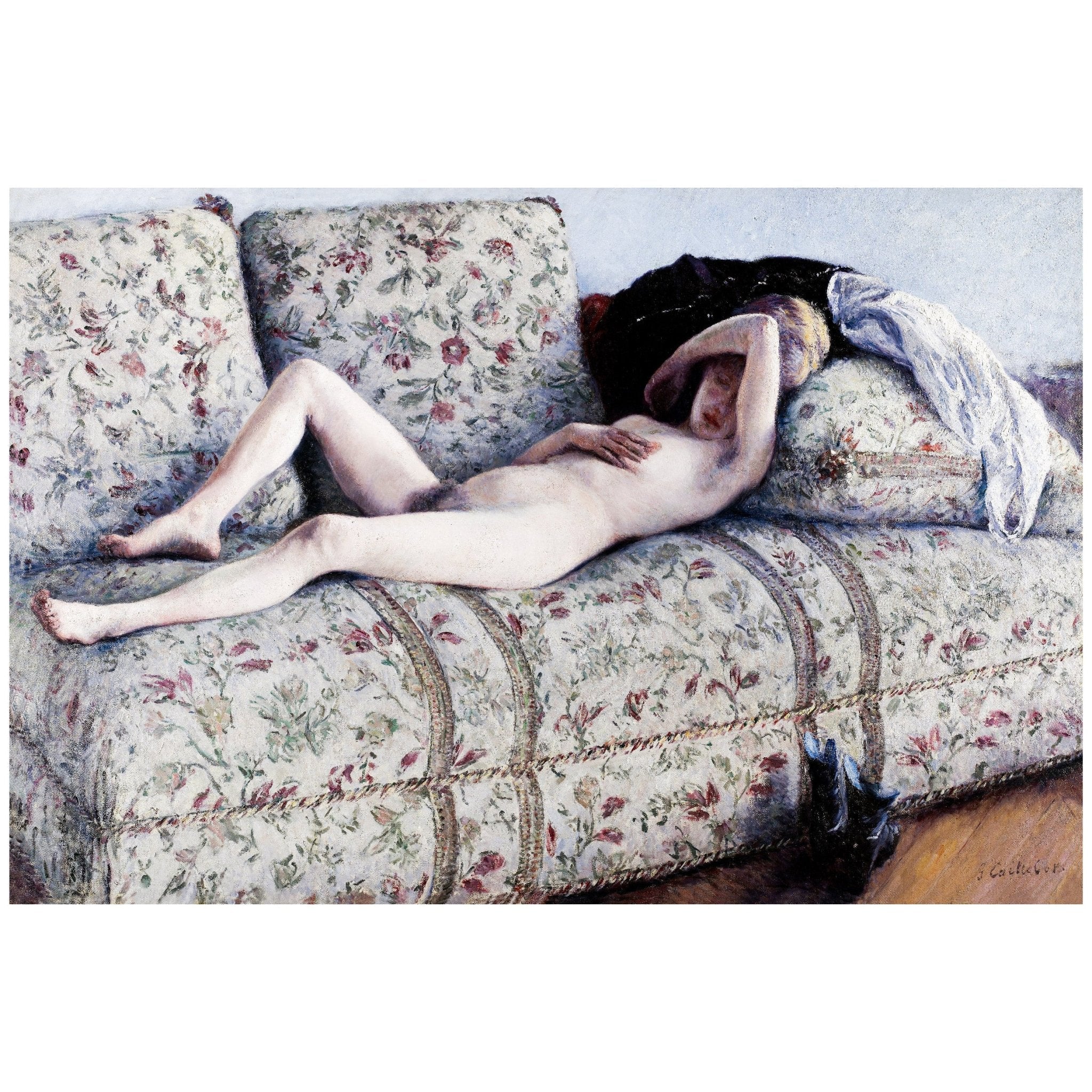 Handmade "Nude on a Couch (1880)" by Gustave Caillebotte Poster | High - Quality Print | Repositionable Adhesive - Pasquín Store