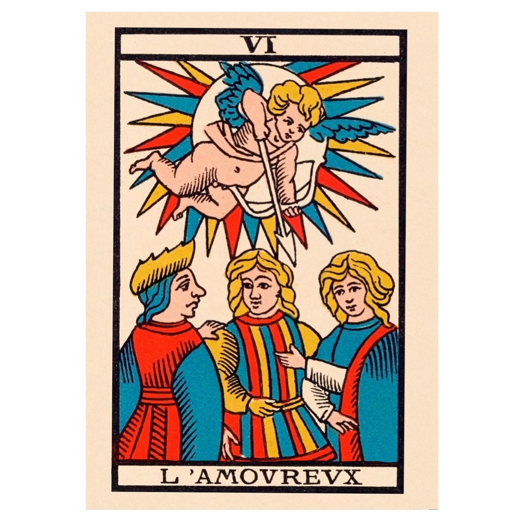 Handmade "Tarot Card: L'Amoureux (The Lovers)" Poster | High - Quality Print | Repositionable Adhesive - Pasquín Store