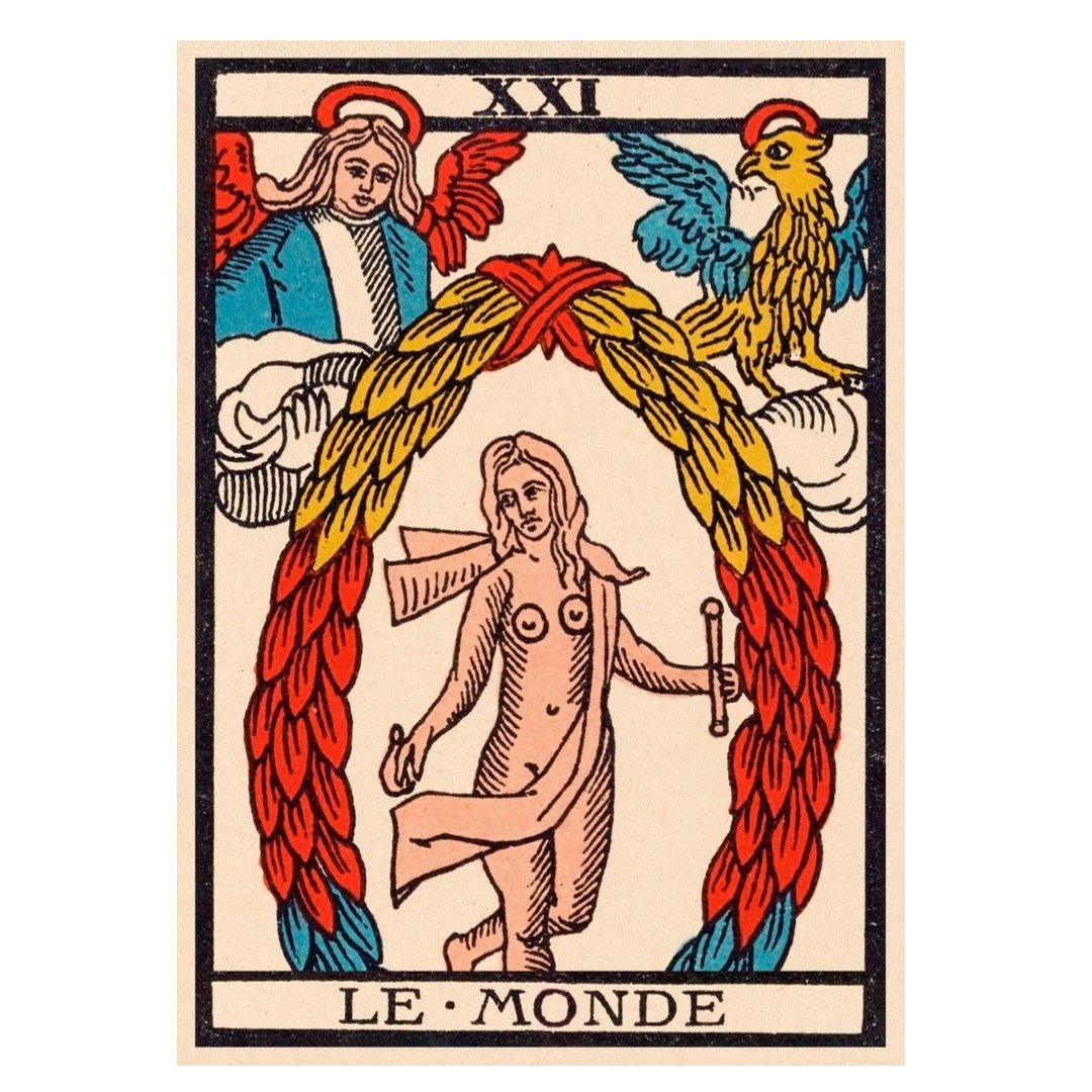 Handmade "Tarot Card: Le Monde (The World)" Poster | High - Quality Print | Repositionable Adhesive - Pasquín Store