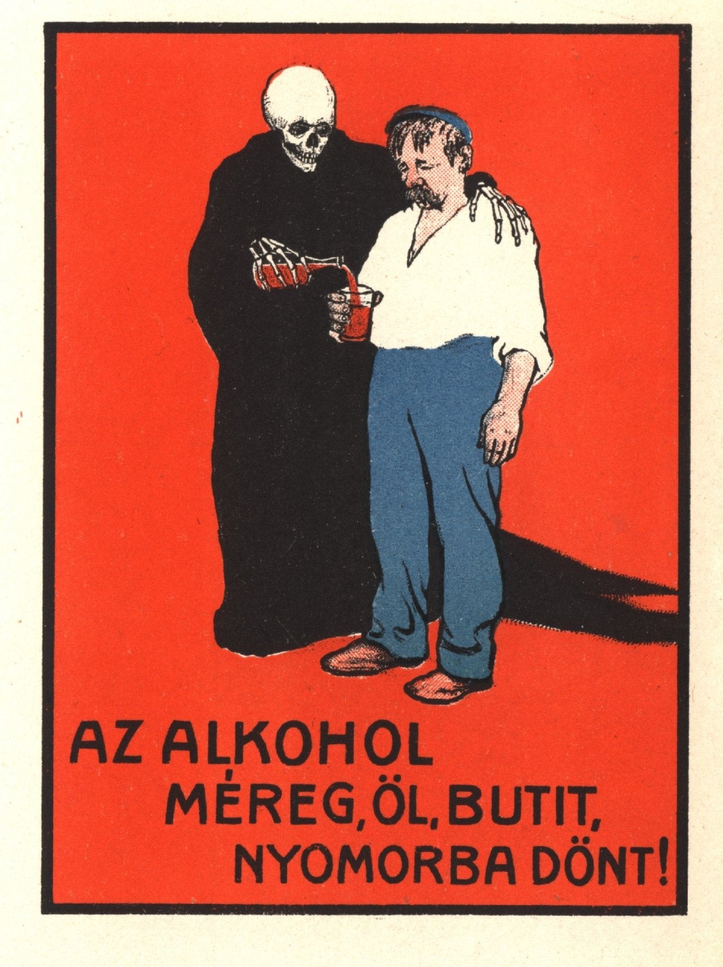 Handmade "The Deadly Embrace of Alcohol" Poster | High - Quality Print | Repositionable Adhesive - Pasquín Store