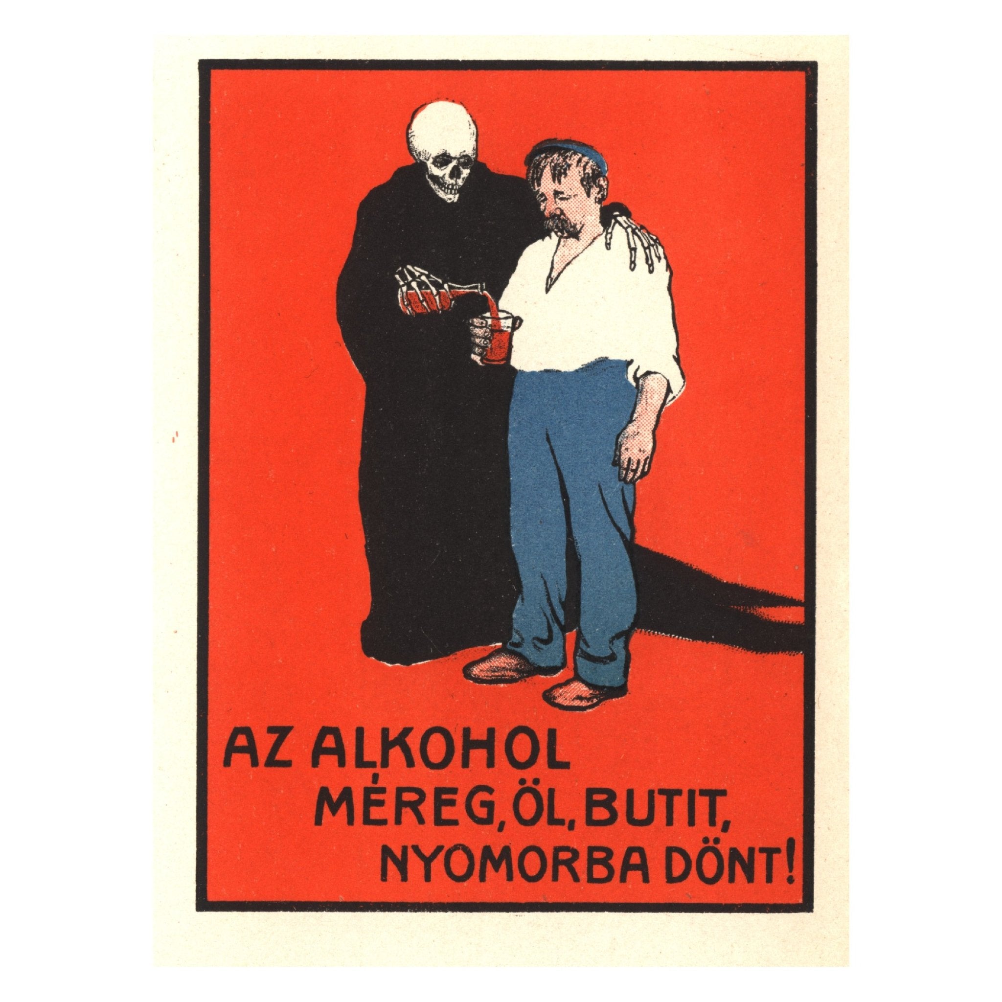 Handmade "The Deadly Embrace of Alcohol" Poster | High - Quality Print | Repositionable Adhesive - Pasquín Store