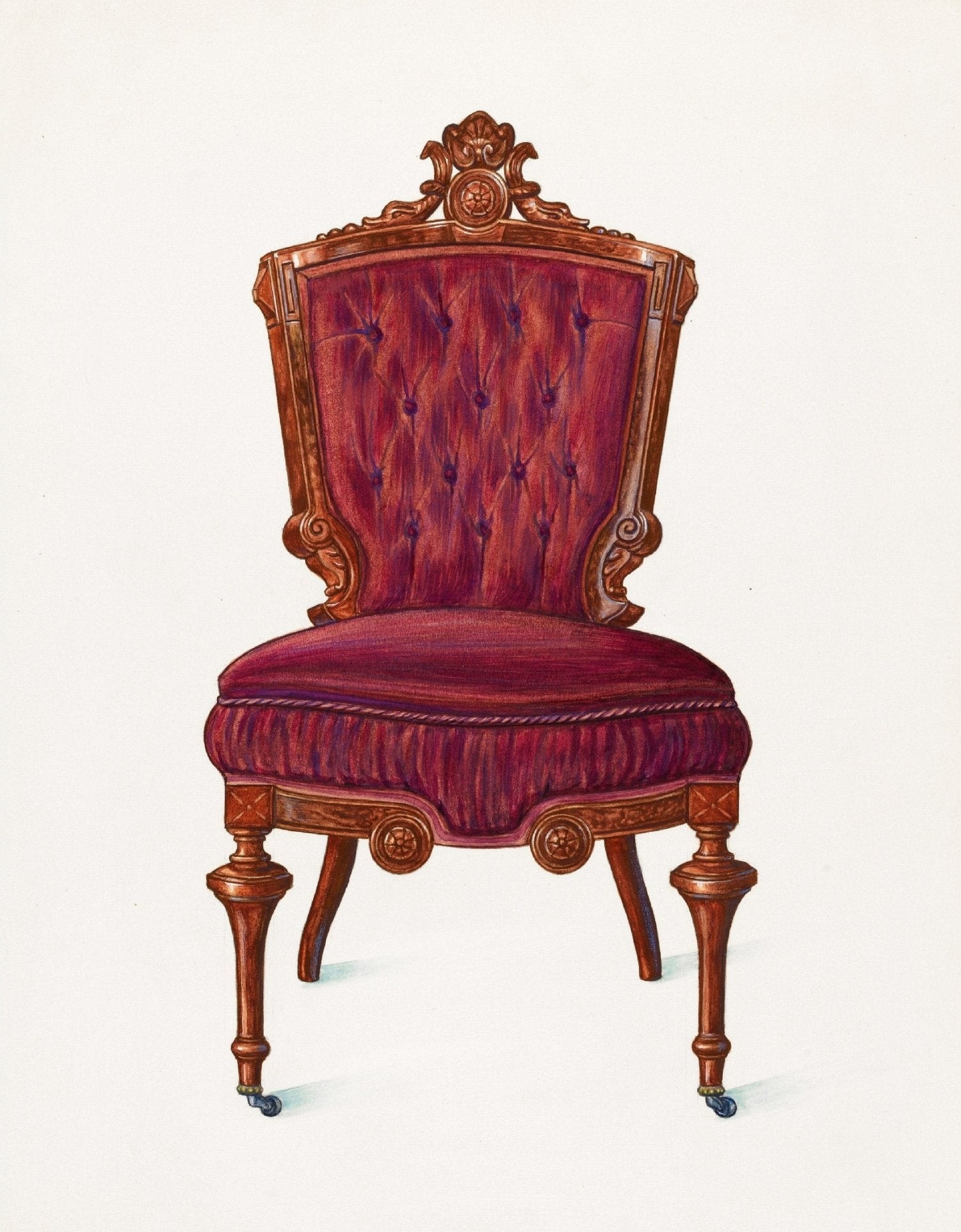Handmade "Victorian Elegance Chair" by Julie C. Brush Poster | High - Quality Print | Repositionable Adhesive - Pasquín Store