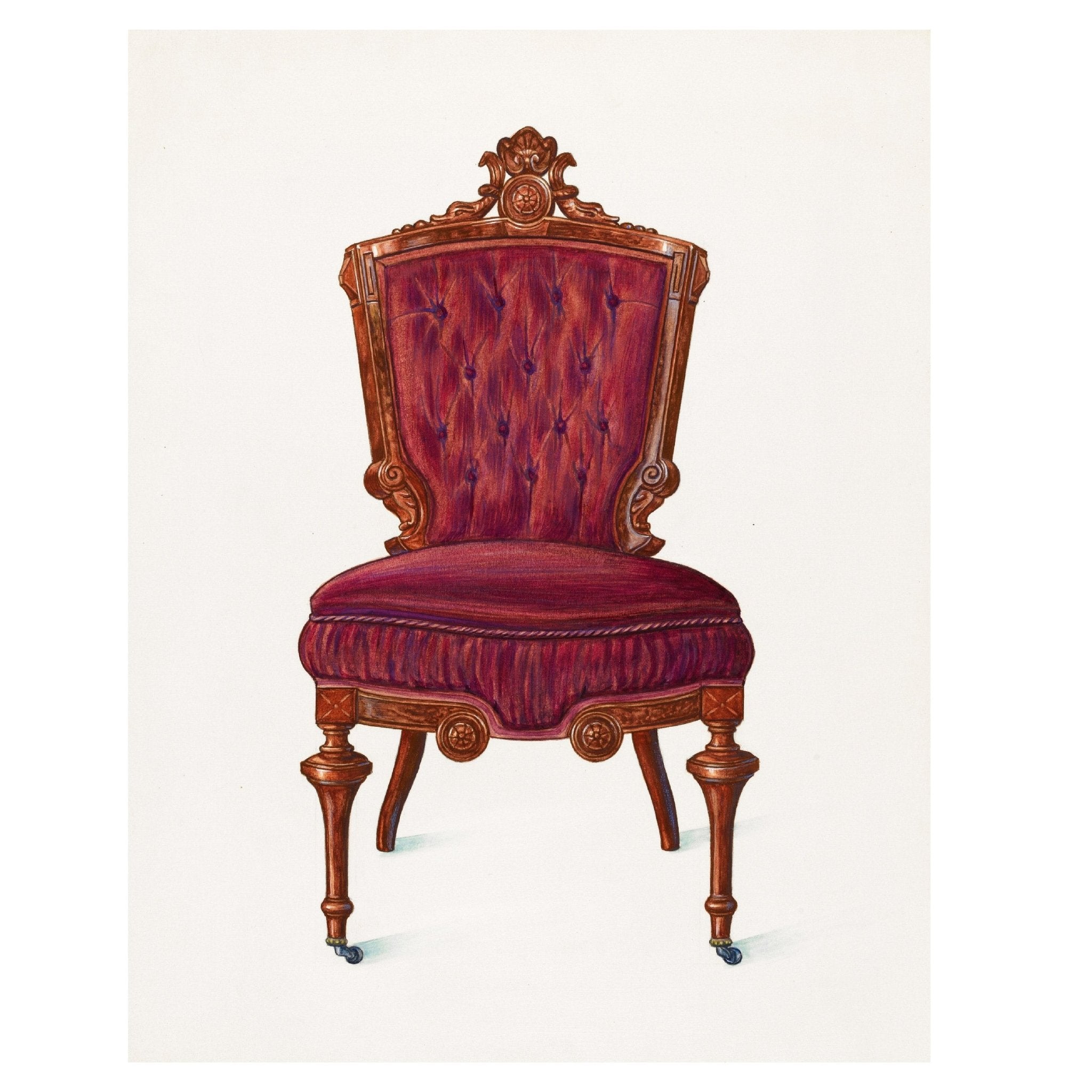 Handmade "Victorian Elegance Chair" by Julie C. Brush Poster | High - Quality Print | Repositionable Adhesive - Pasquín Store