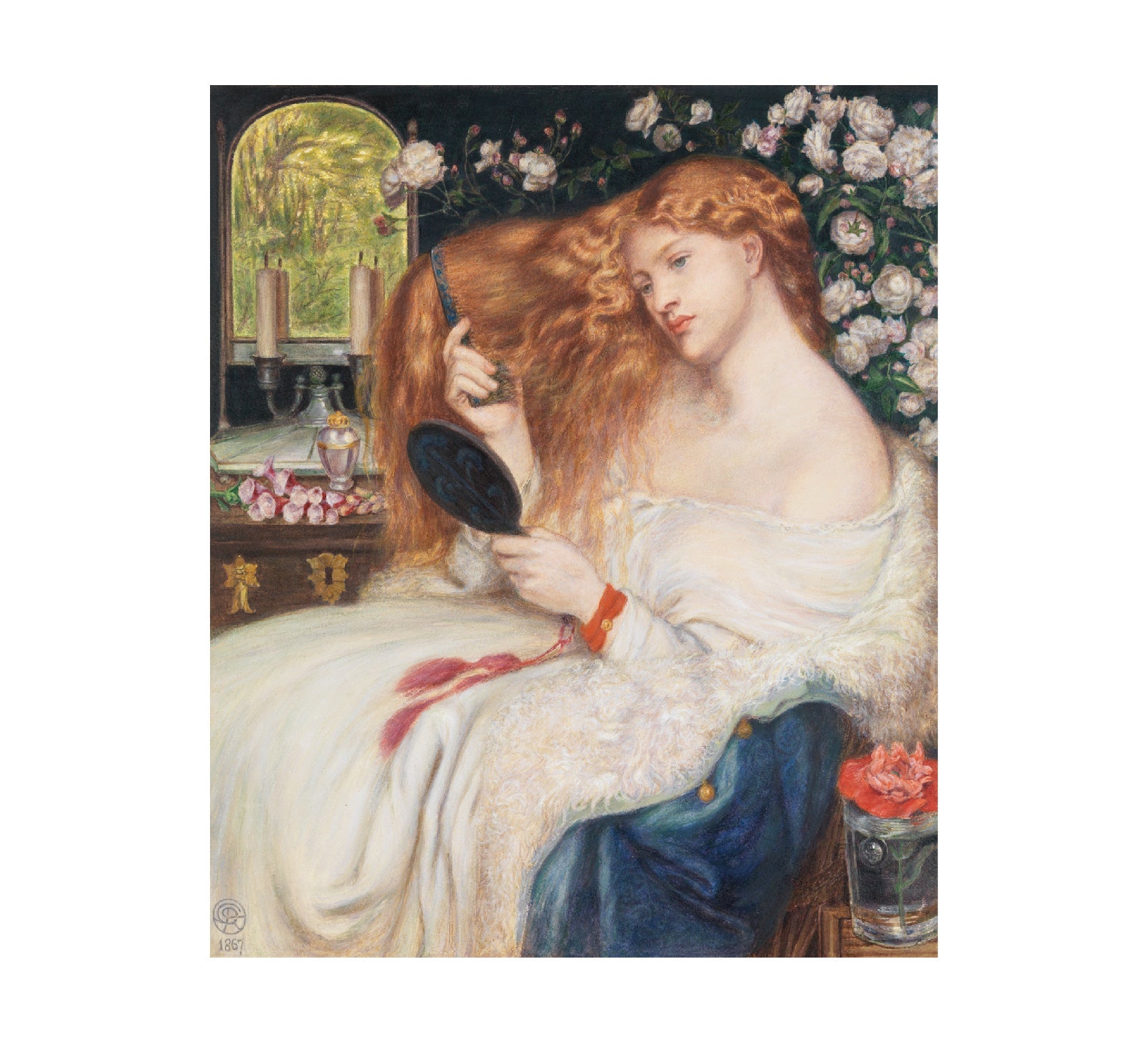 Lady Lilith by Dante Gabriel Rossetti - Repositionable Adhesive Poster - Pasquín Store