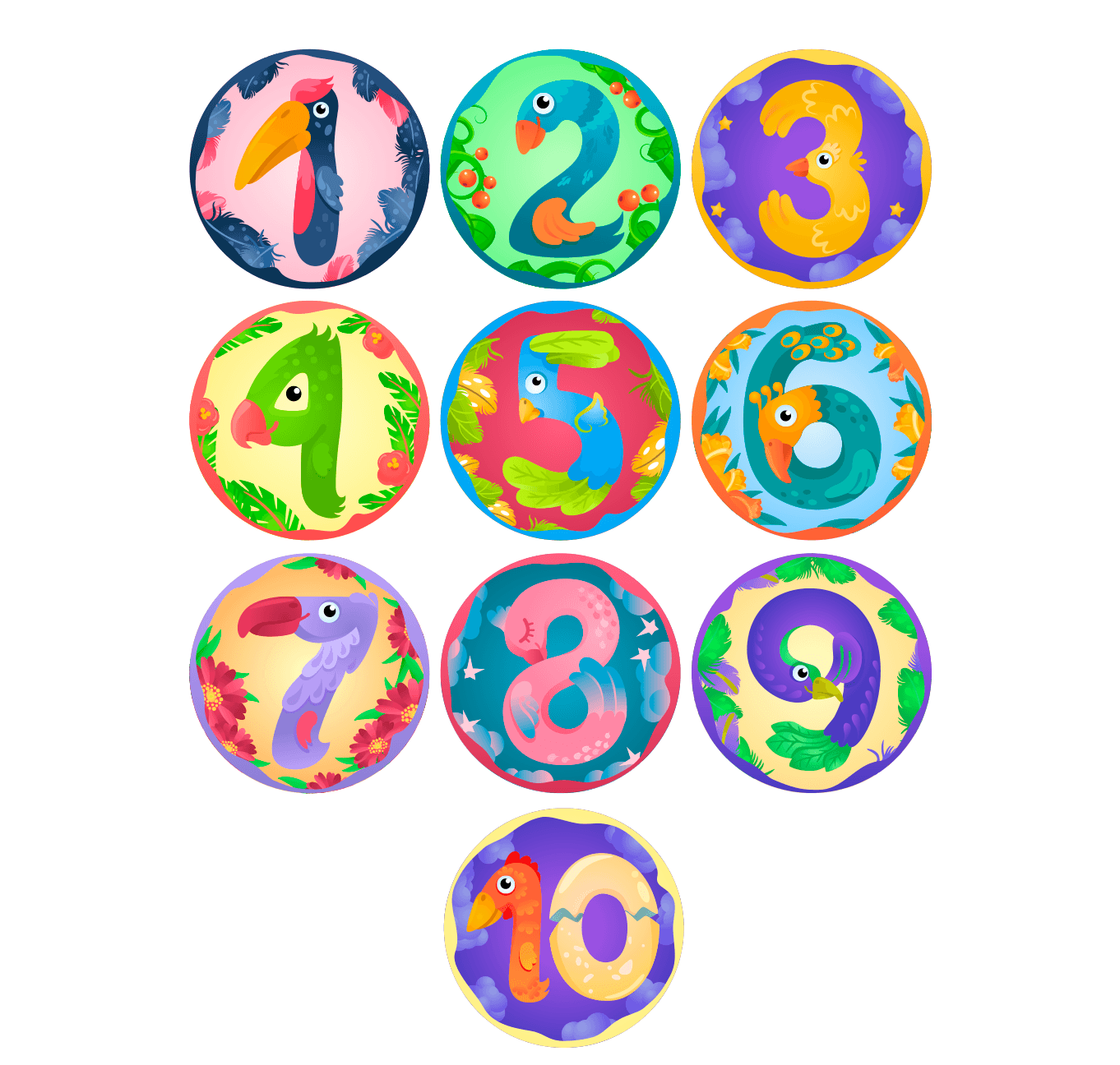 Set of 10 Reusable Stickers: I play and Learn with Numbers | High - Quality Print | Water - Resistant - Pasquín Store