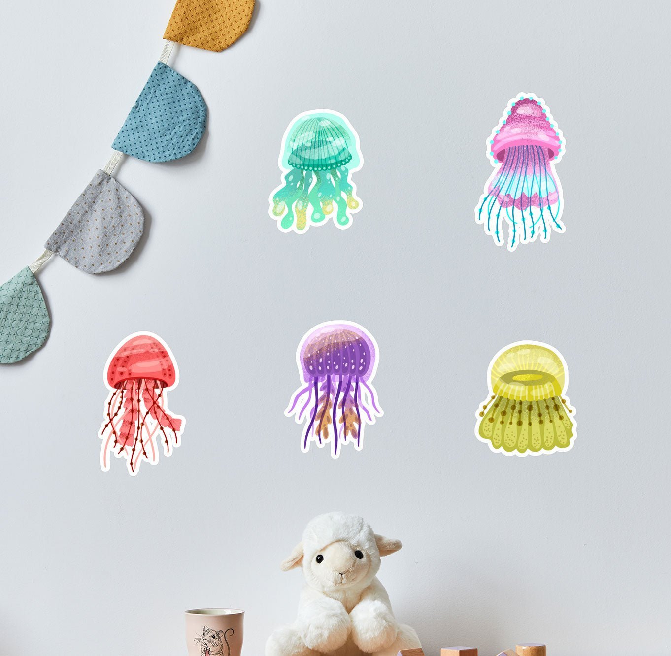 Set of 10 Reusable Stickers: Jellyfish | High - Quality Print | Water - Resistant - Pasquín Store