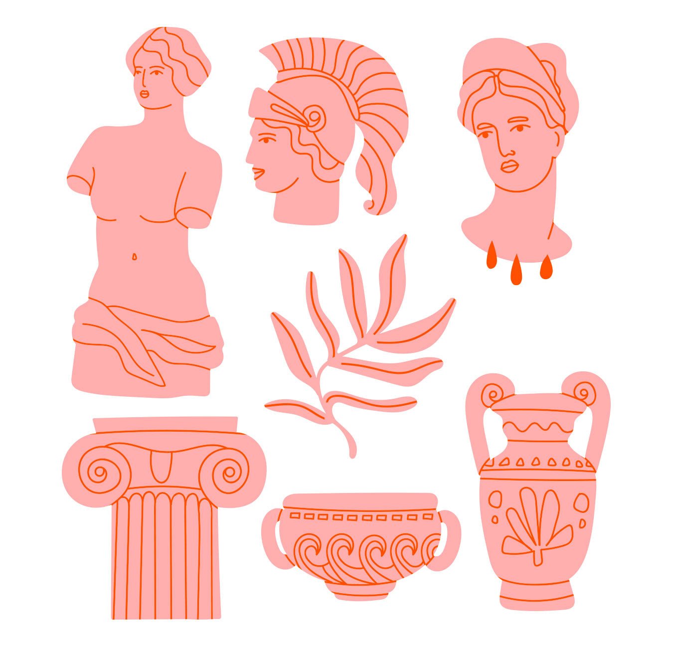 Set of 7 Reusable Stickers: Rome in Pink | High - Quality Print | Water - Resistant - Pasquín Store