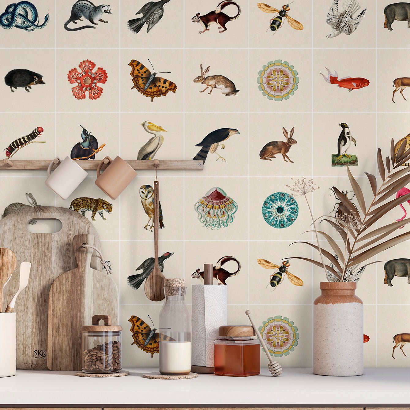 Tile Pasquín 16 Vintage Animals - Peel - and - Stick Adhesive Tiles - Pasquín Store