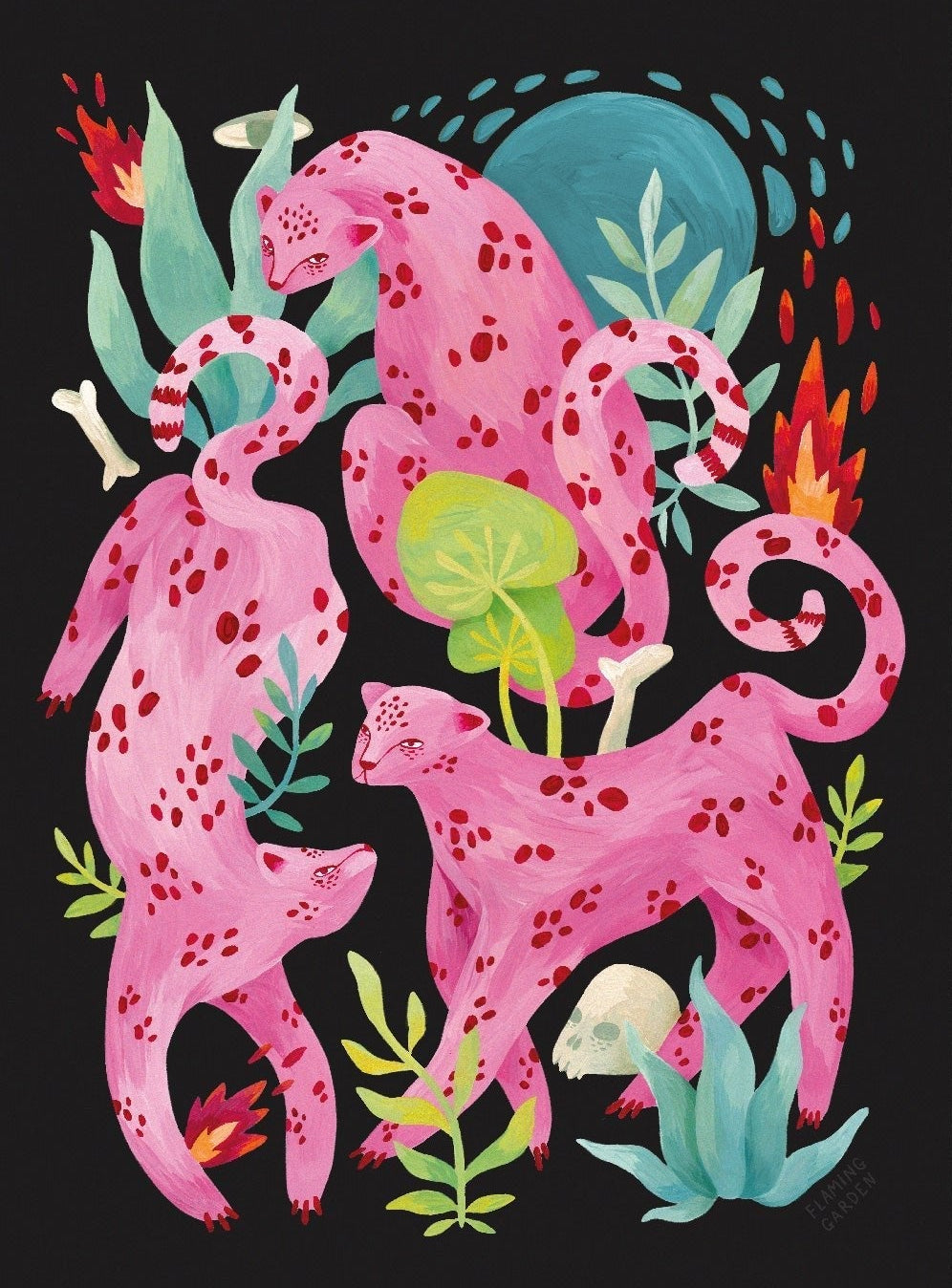 Versatile Pink Panthers by Olga Lychkova Illustration Adhesive Poster - Perfect for Home Decor - Pasquín Store