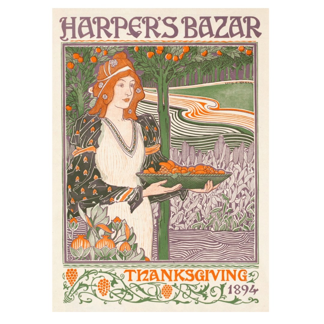 Mini Poster adhesivo y reposicionable: Cartel, Harper’s bazar Thanksgiving 1894 - Tienda Pasquín