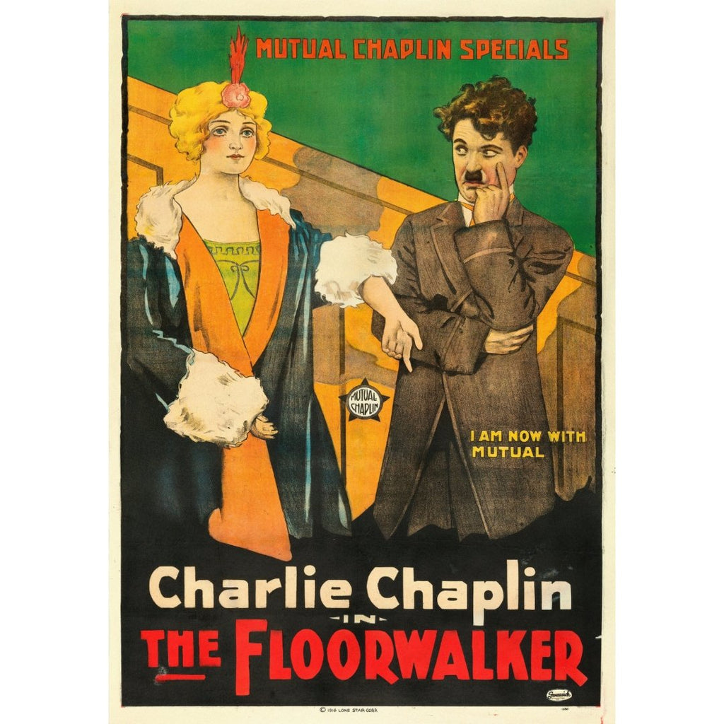 Mini poster adhesivo y reposicionable: Charles Chaplin cartel original the floorwalker - Tienda Pasquín
