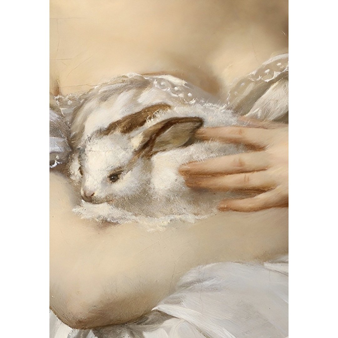 Mini poster adhesivo y reposicionable: Conejo blanco en arte clásico - Tienda Pasquín