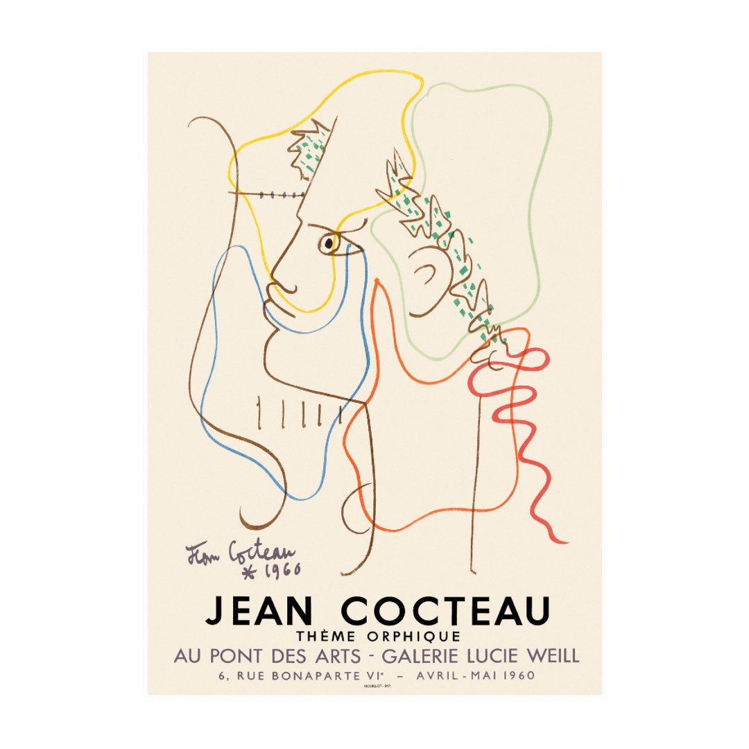 Mini poster adhesivo y reposicionable: Jean Cocteau - Tienda Pasquín
