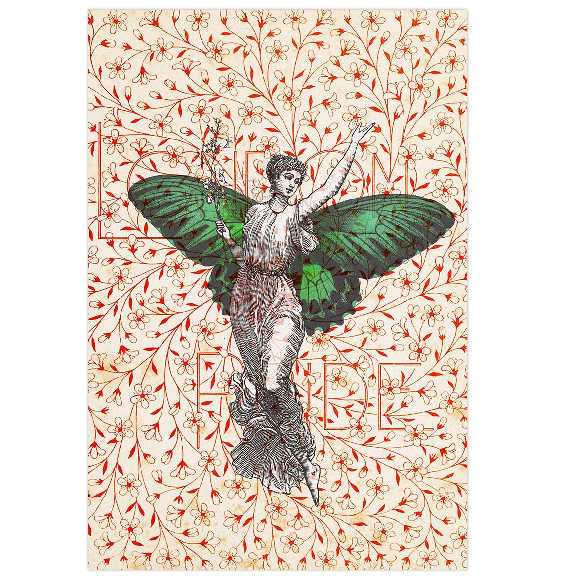 Mini poster adhesivo y reposicionable: Libro Vectorizado mujer mariposa - Tienda Pasquín