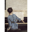 Mini poster adhesivo y reposicionable: Mujer y piano - Tienda Pasquín