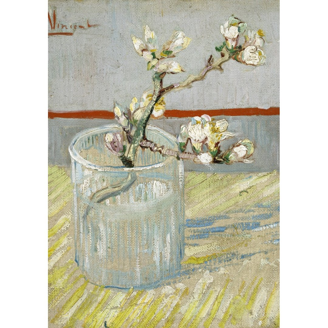 Mini Poster adhesivo y reposicionable: Ramita de almendra en flor en un vaso de Vincent van Gogh - Tienda Pasquín