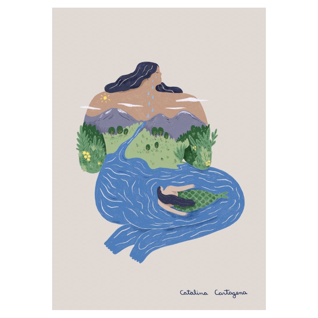 Mini poster adhesivos y reposicionables: Sirena de Catalina Cartagena - Tienda Pasquín