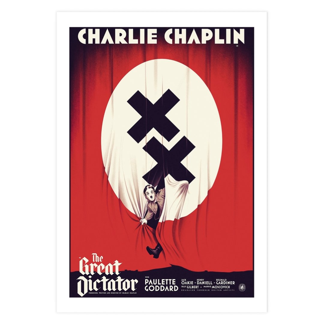 Mini posters adhesivos y reposicionables: El gran dictador de Chaplin - Tienda Pasquín